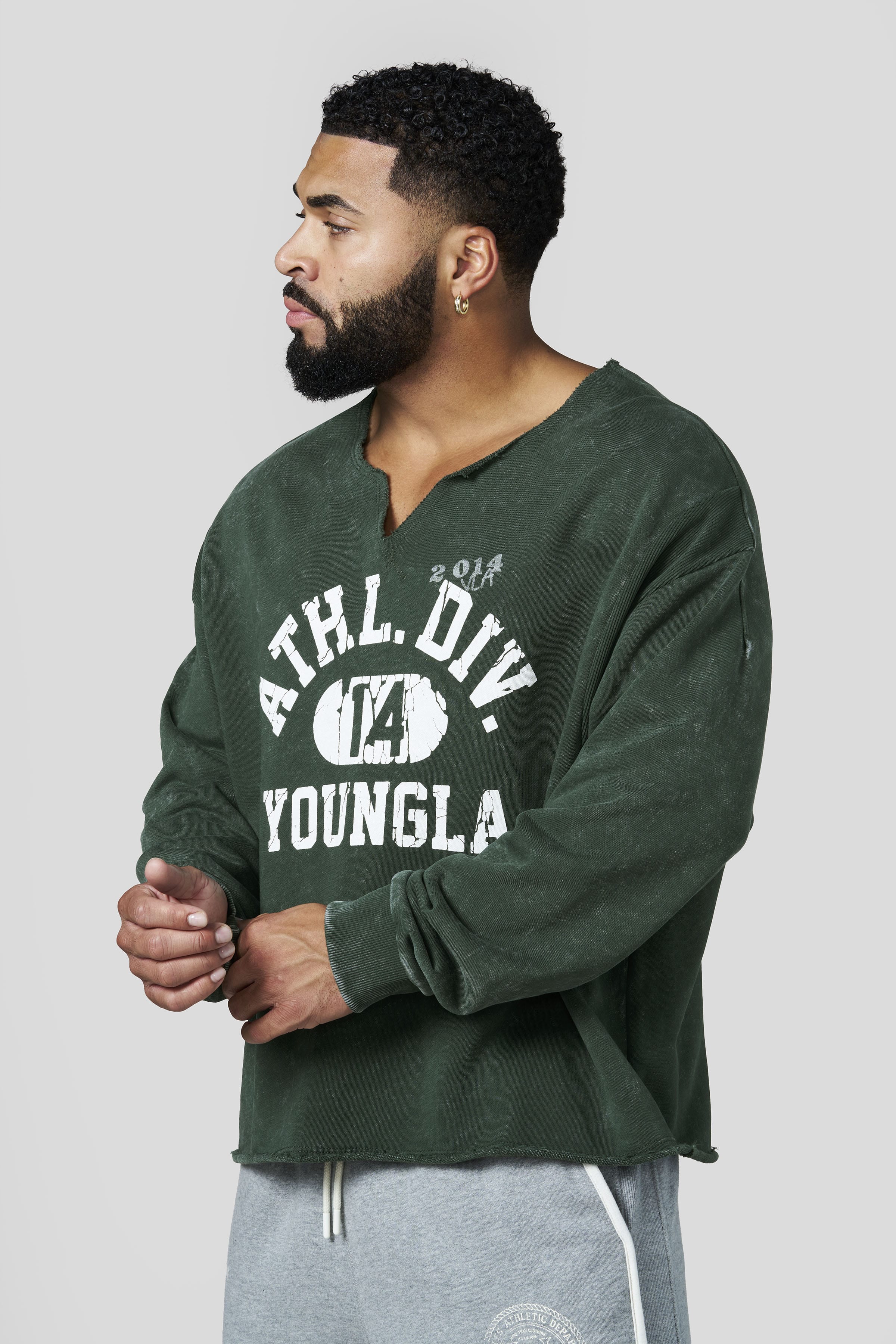 YoungLA 8098 - Golden Era Pump Cover Crewneck ' Green Wash'