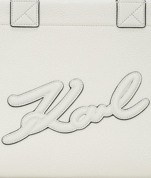 KarlLagerfeld Kskuare Grainy Medium Tote Bag Off White