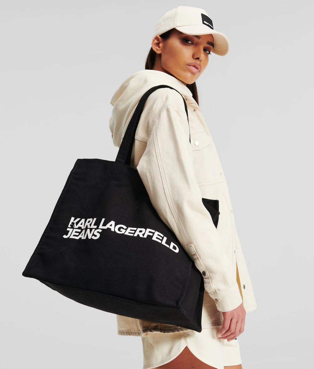 KarlLagerfeld Logo Canvas Shopper Black