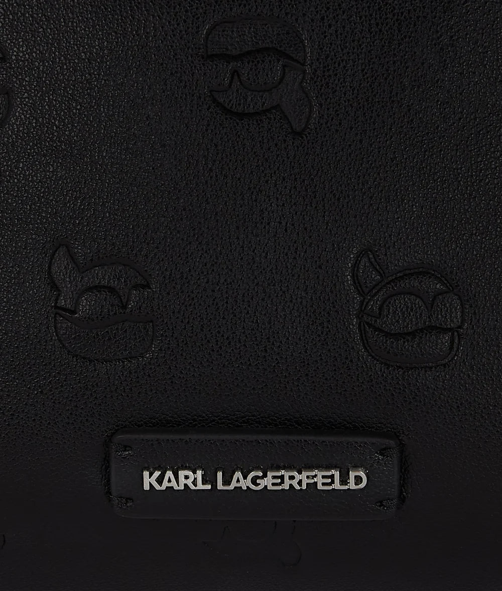 KarlLagerfeld Ikon Monogram Shoulder Bag All Over Print Tonal Black