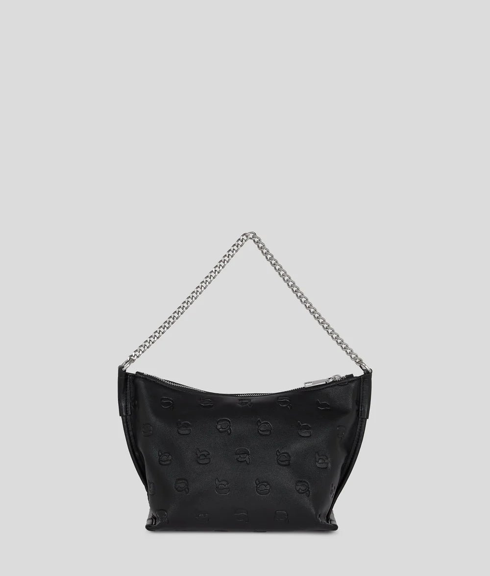 KarlLagerfeld Ikon Monogram Shoulder Bag All Over Print Tonal Black