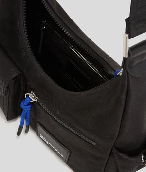 KarlLagerfeld Utility Coated Denim Shoulder Bag Coated Black Denim