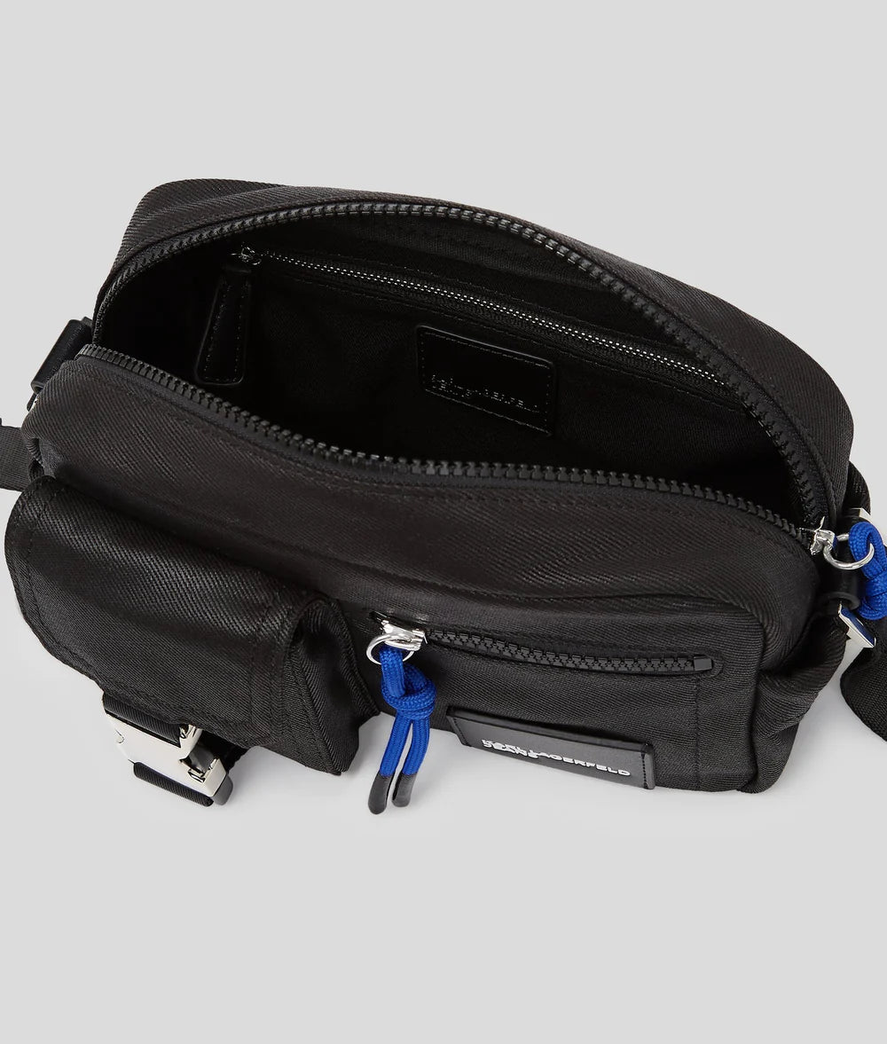 KarlLagerfeld Utility Coated Denim Camera Bag Coated Black Denim
