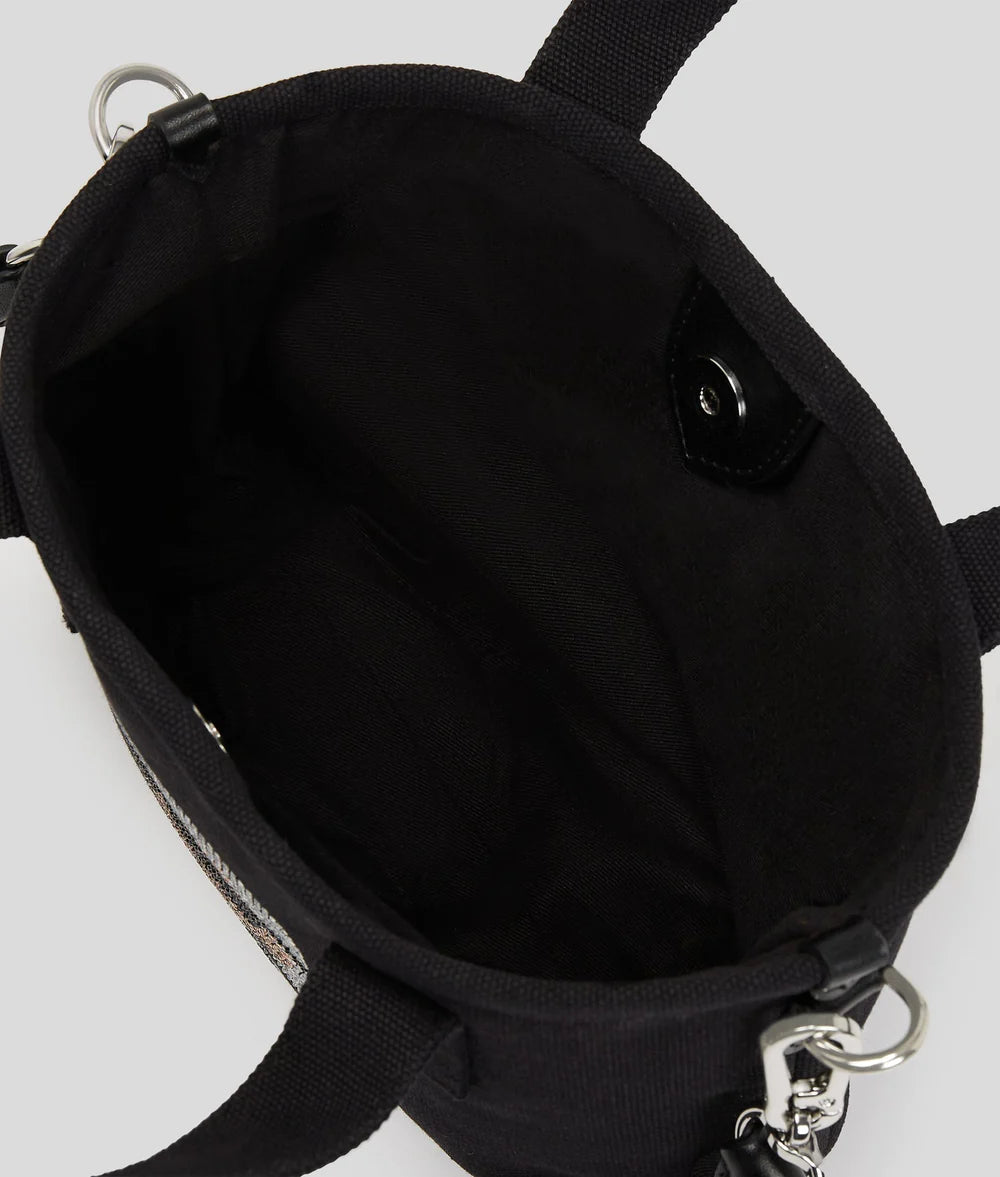 KarlLagerfeld Ikon Small Rhinestone Shopper Black
