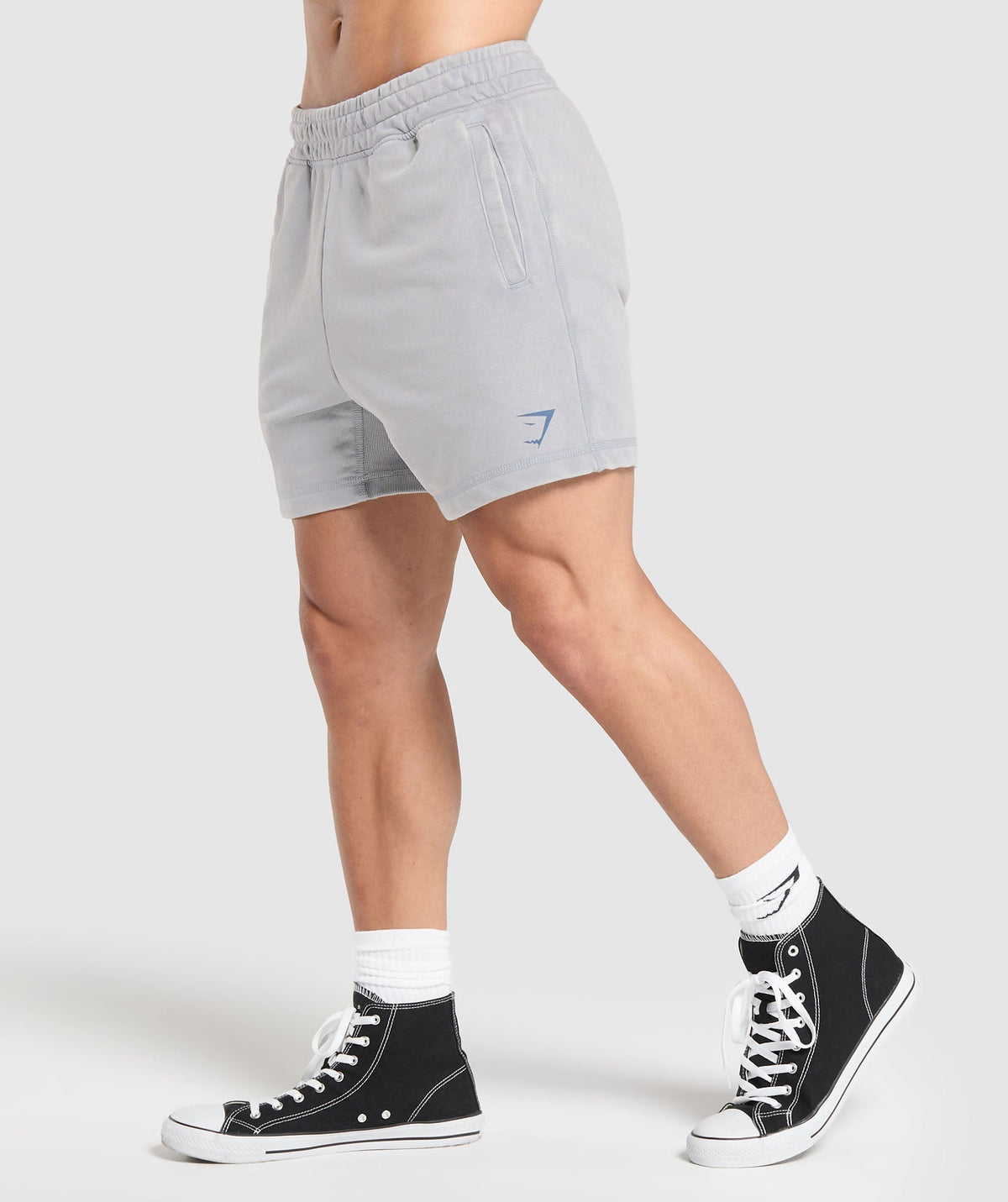 Gymshark Power Washed 5" Shorts 'Denim Grey Acid Wash Small Ball'
