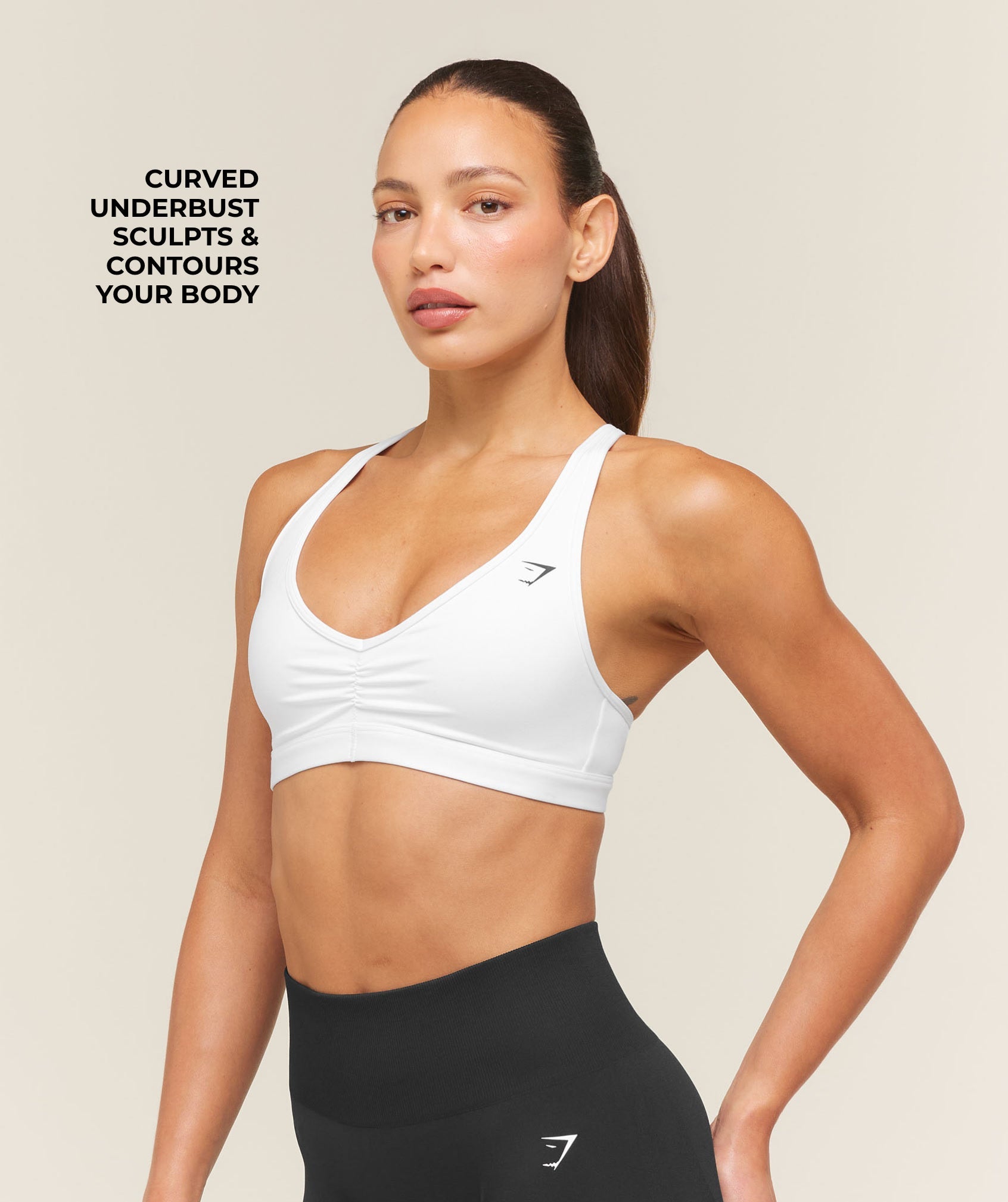 Gymshark Ruched Sports Bra 2.0 'White'