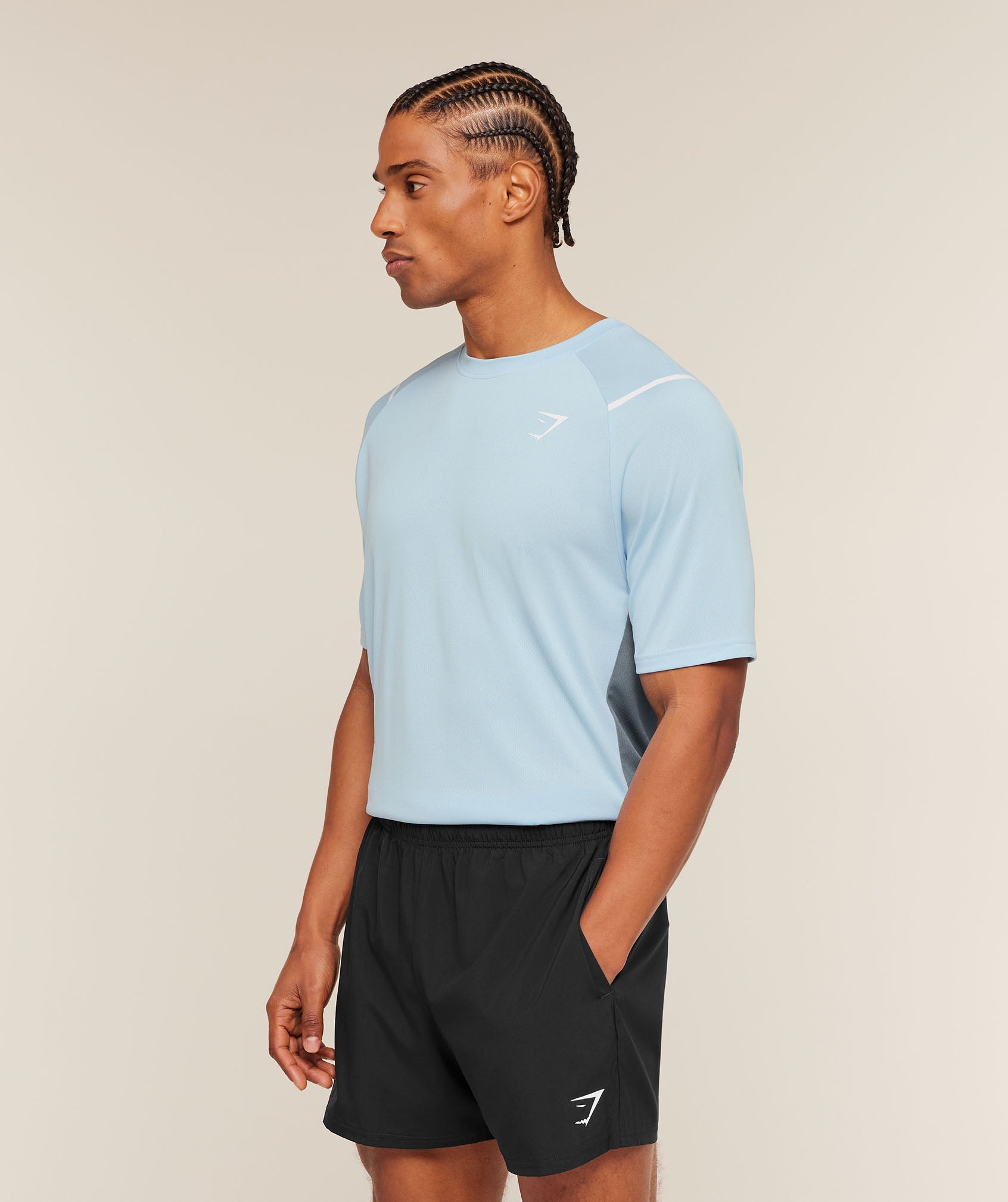 Gymshark Arrival Contrast T-Shirt 'Chilled Blue Iron Blue'