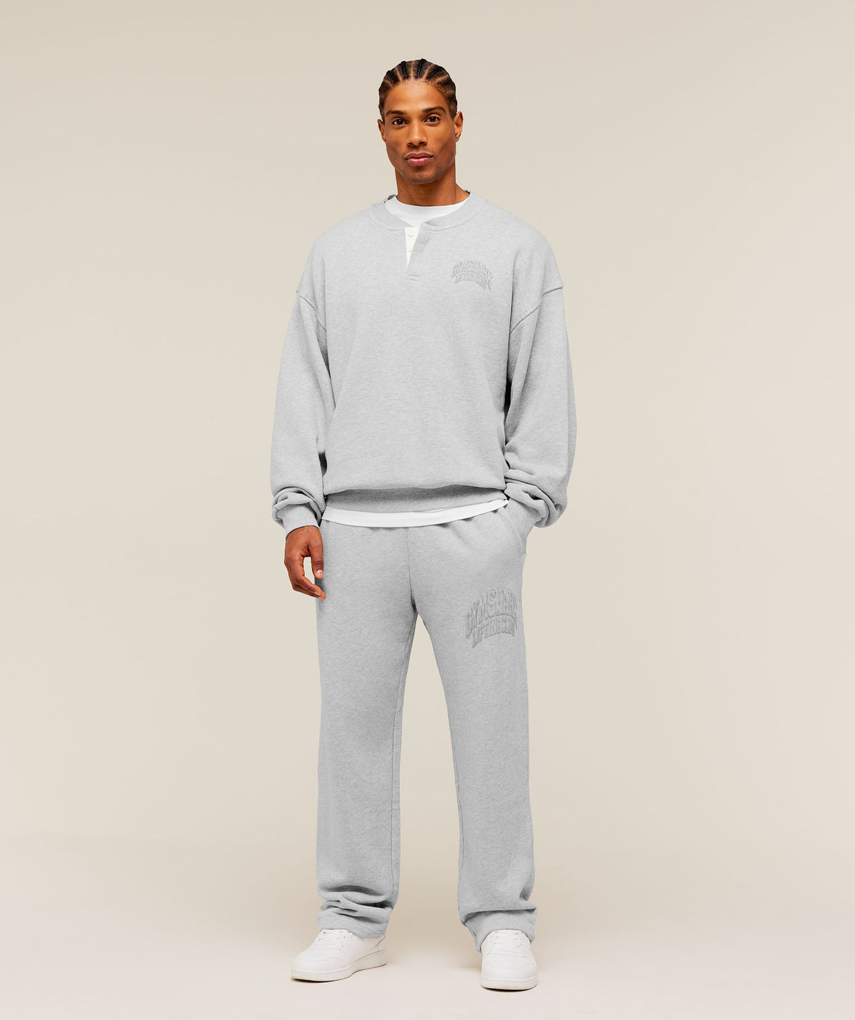 Gymshark GSLC Henley Sweat 'Bros Soft Grey Marl'