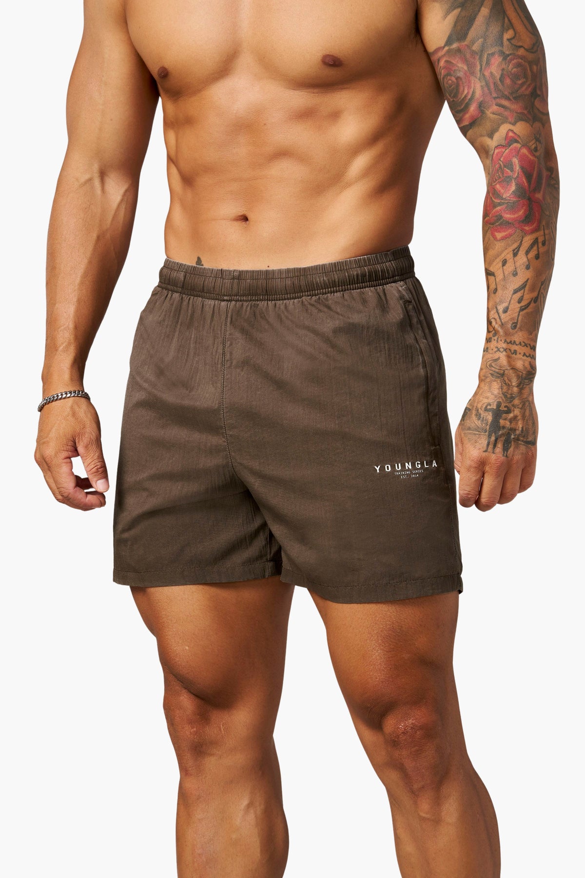 YoungLA 1072 - Training Series Washed Shorts 'Brown'