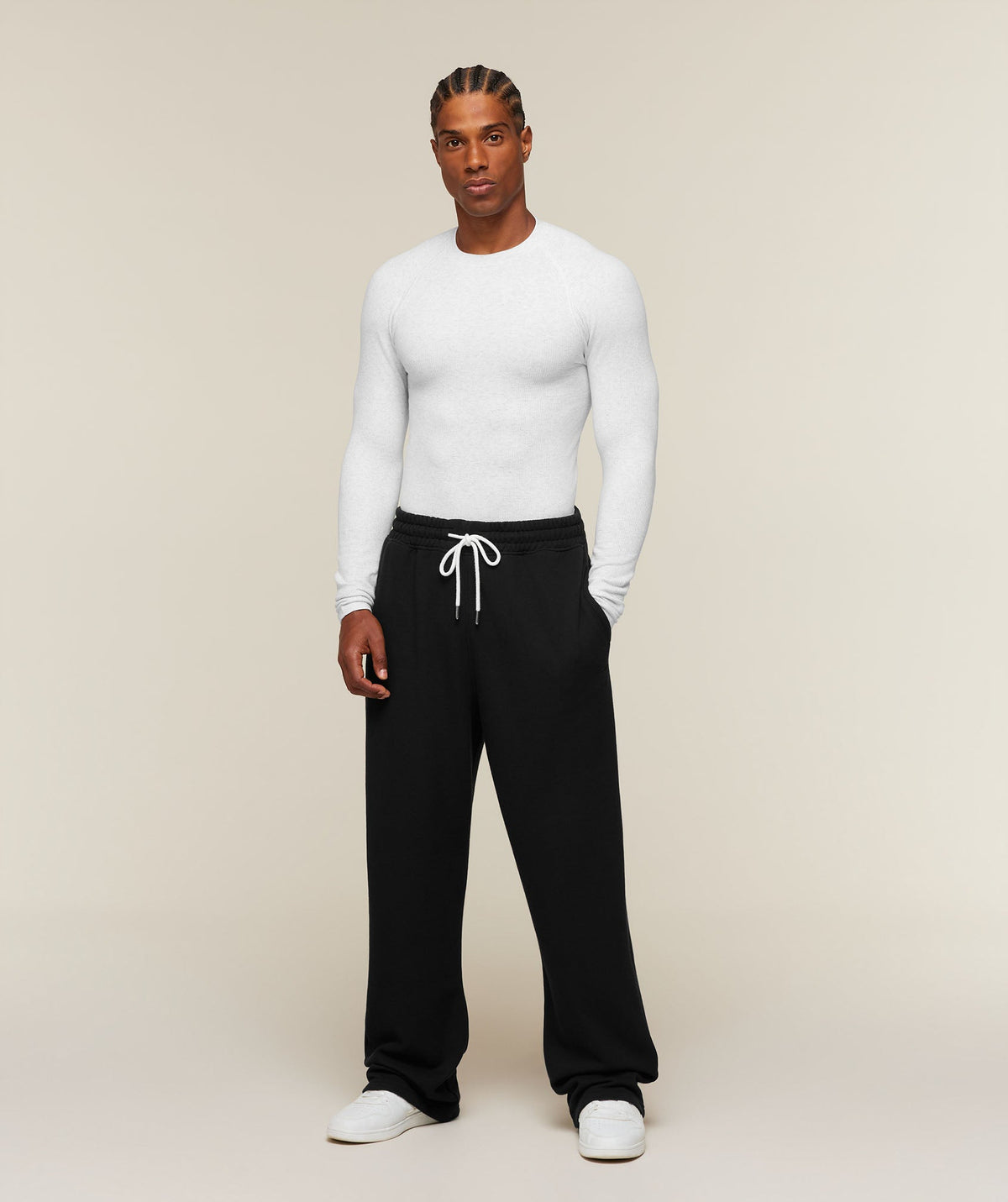 Gymshark Cotton Seamless Long Sleeve T-Shirt 'White Grey Marl'