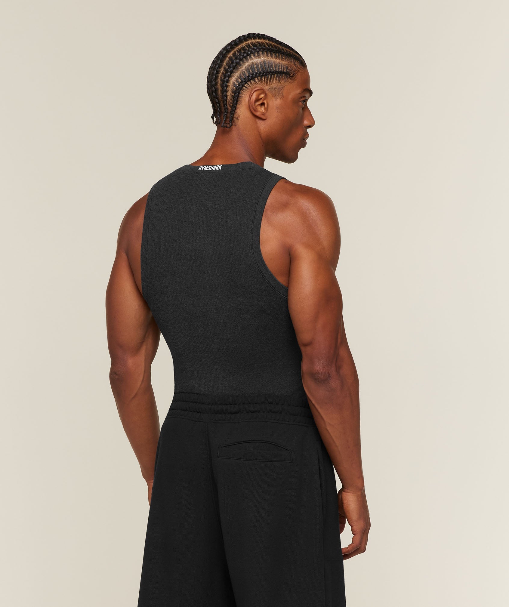Gymshark Cotton Seamless Sleeveless Top 'Black Marl'