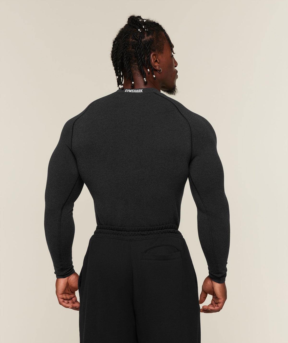 Gymshark Cotton Seamless Long Sleeve T-Shirt 'Black Marl'