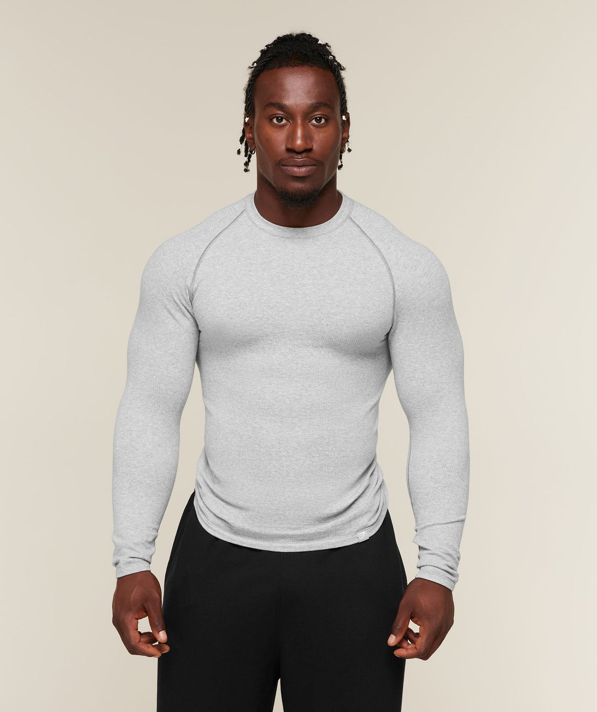 Gymshark Cotton Seamless Long Sleeve T-Shirt 'Soft Grey Marl'
