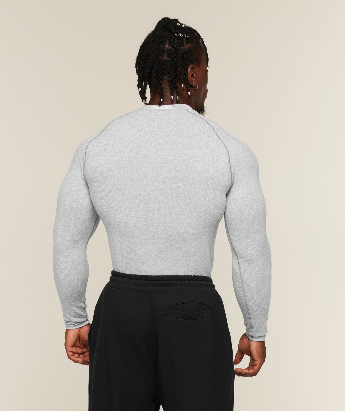 Gymshark Cotton Seamless Long Sleeve T-Shirt 'Soft Grey Marl'
