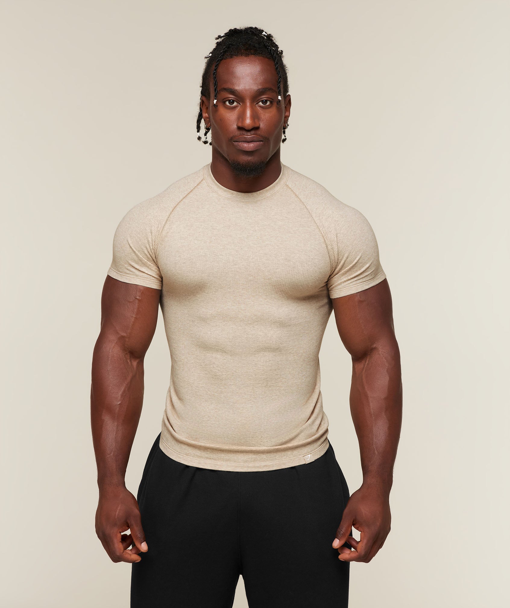 Gymshark Cotton Seamless T-Shirt 'Danx Oat Marl'
