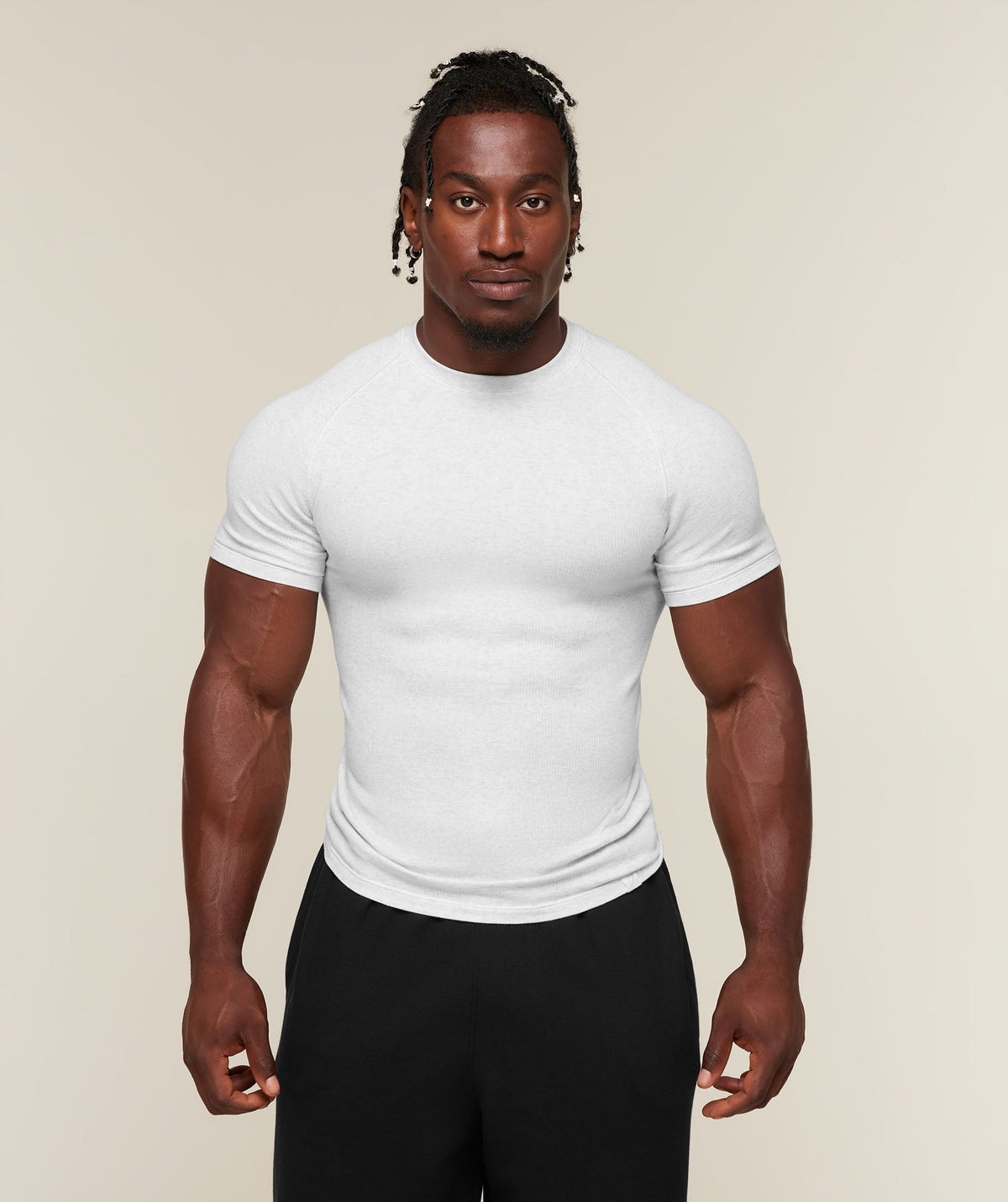 Gymshark Cotton Seamless T-Shirt 'Danx White Grey Marl'