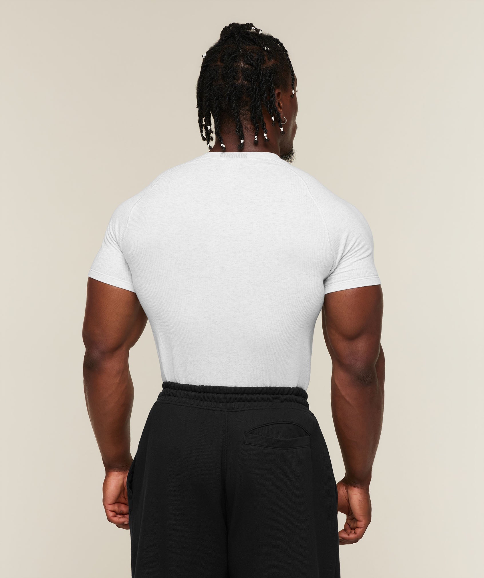 Gymshark Cotton Seamless T-Shirt 'Danx White Grey Marl'