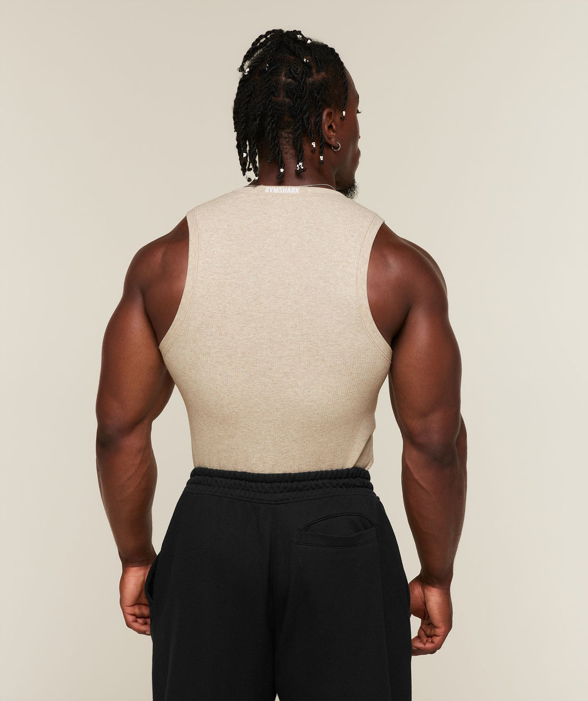 Gymshark Cotton Seamless Sleeveless Top 'Danx Oat Marl'