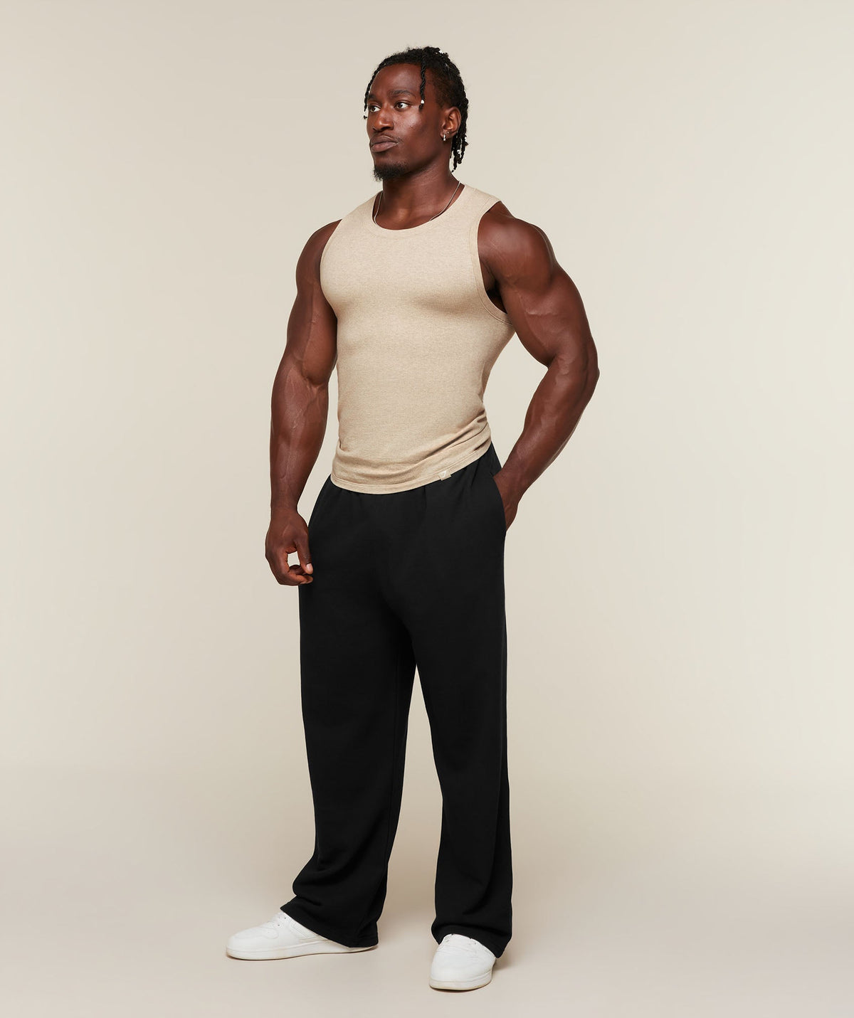 Gymshark Cotton Seamless Sleeveless Top 'Danx Oat Marl'