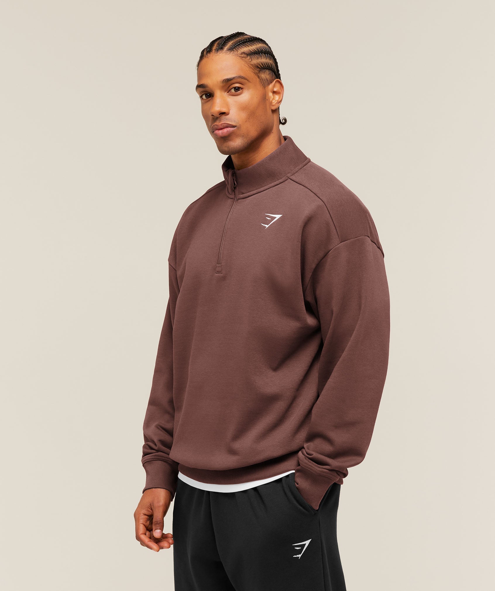 Gymshark Crest 1/4 Zip 'Espresso Brown'