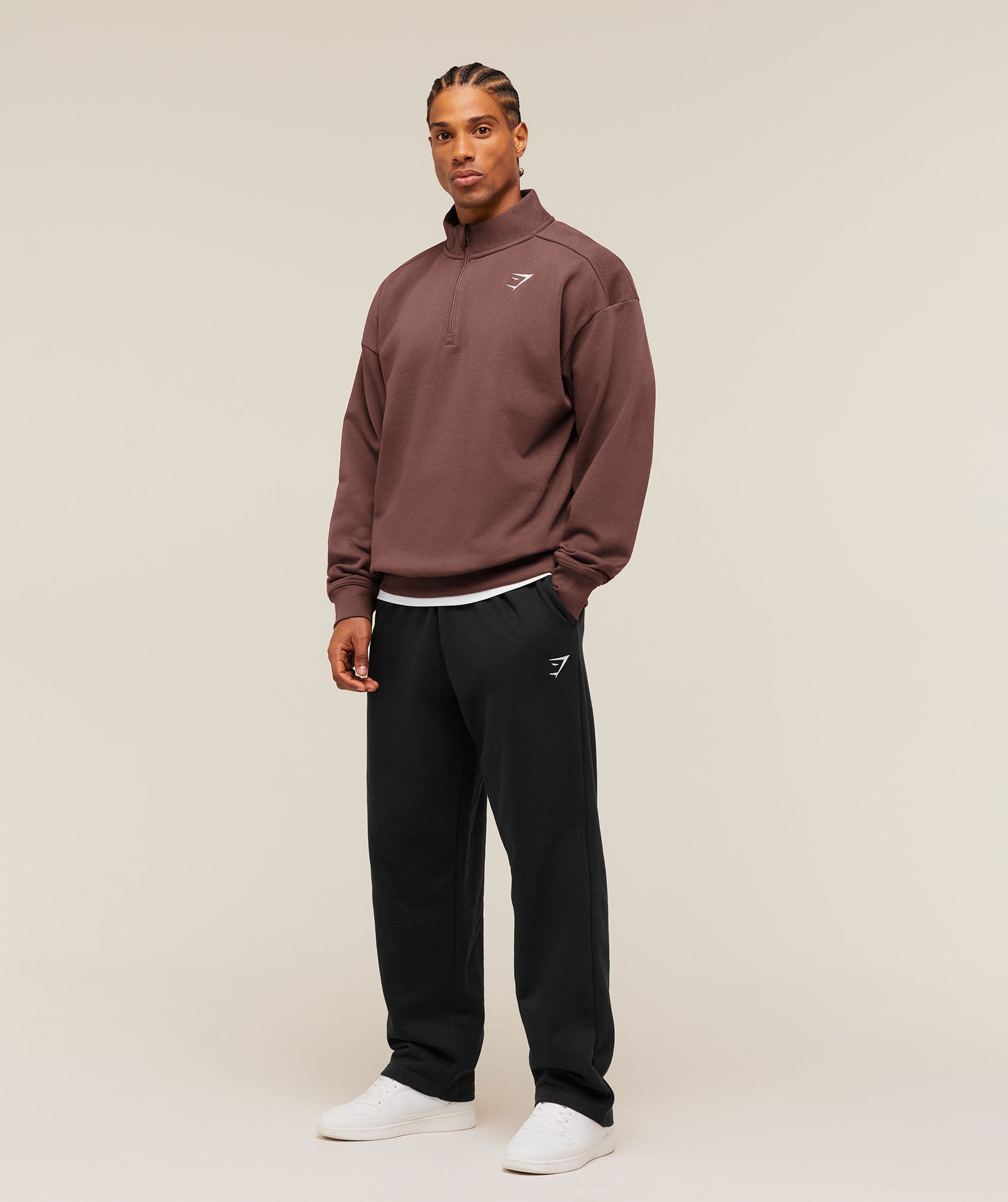 Gymshark Crest 1/4 Zip 'Espresso Brown'