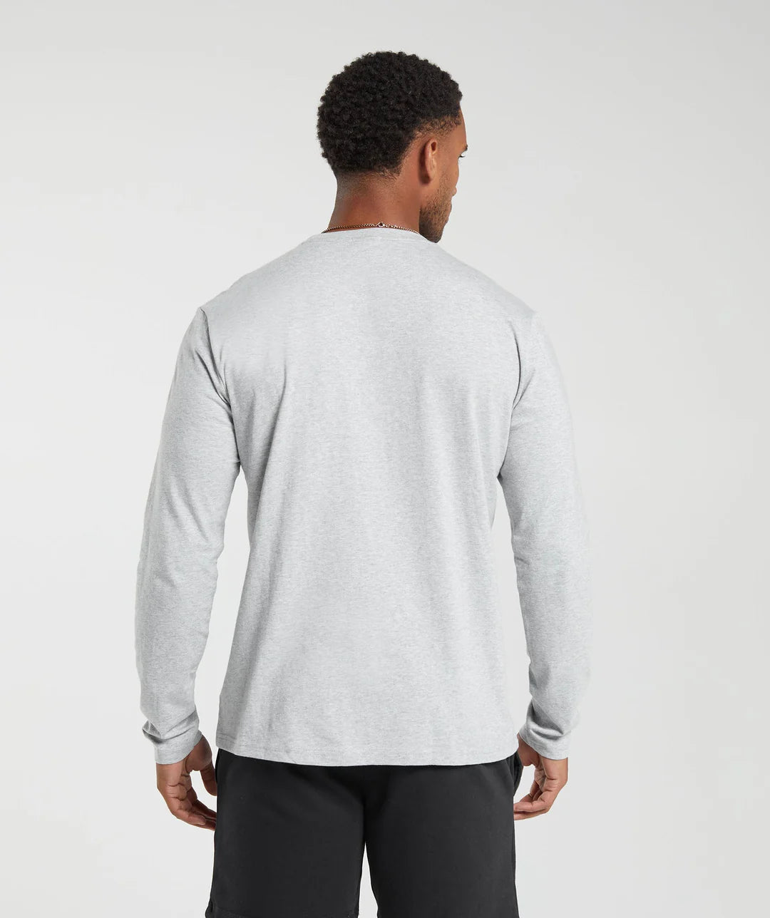 Gymshark Crest Long Sleeve T-Shirt 'Light Grey Marl'