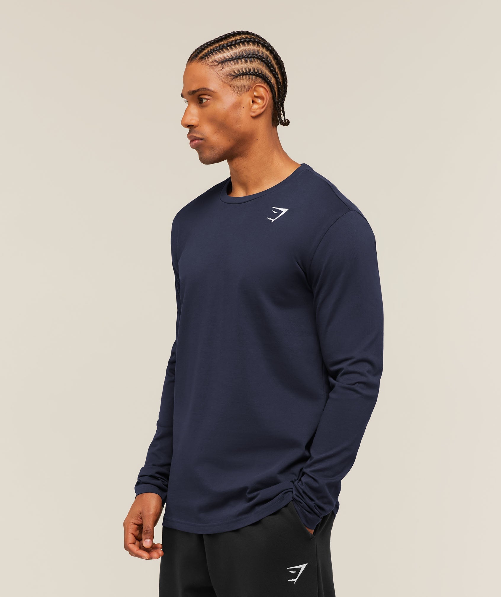 Gymshark Crest Long Sleeve T-Shirt 'Heavy Blue'