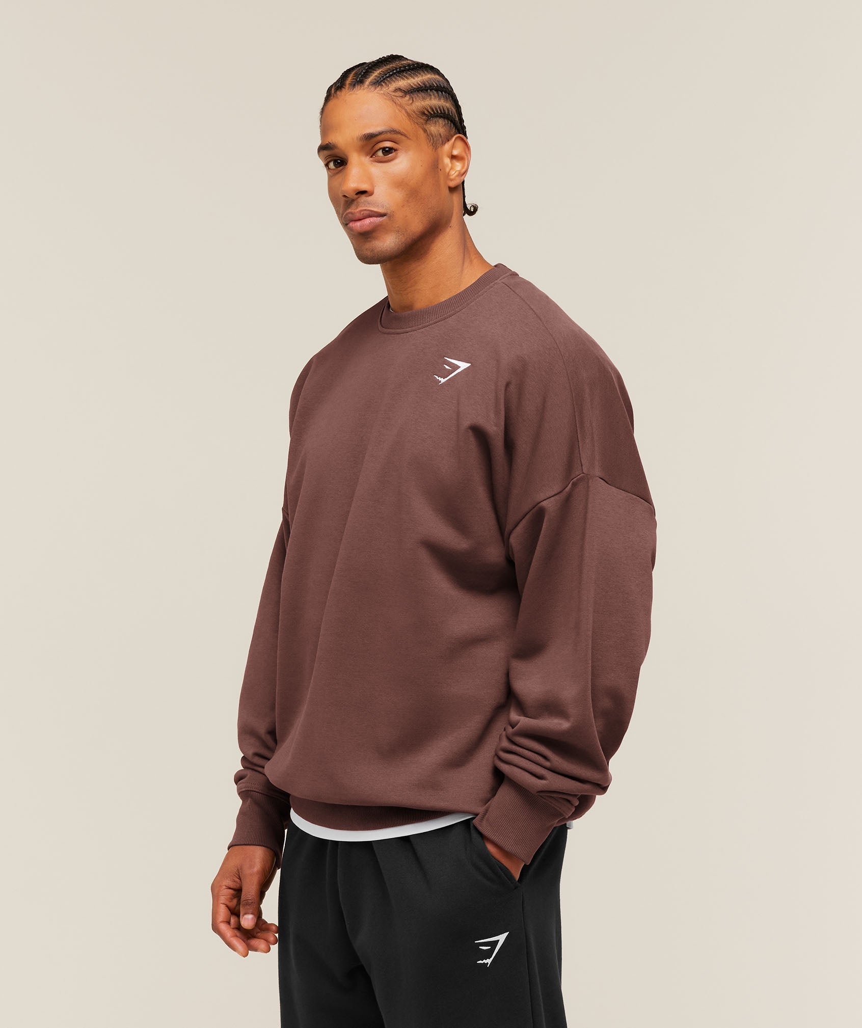 Gymshark Oversized Crest Crew 'Espresso Brown'