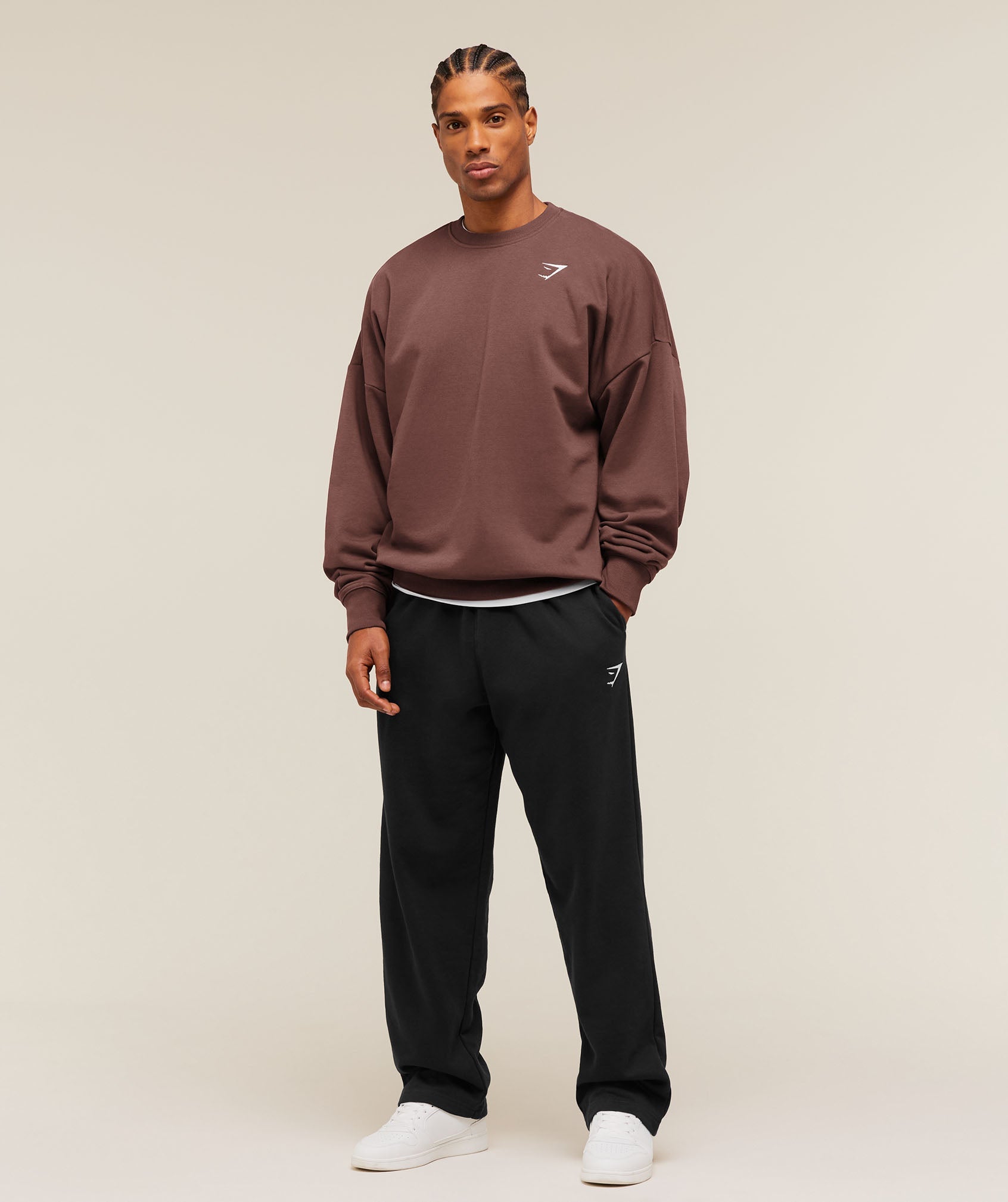 Gymshark Oversized Crest Crew 'Espresso Brown'