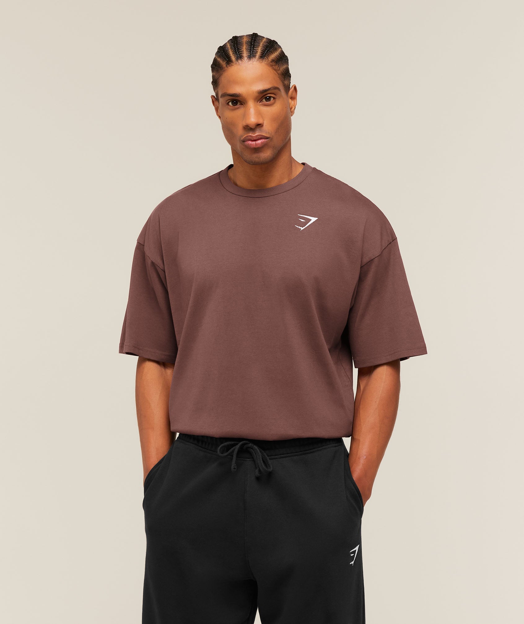 Gymshark Crest Oversized T-Shirt 'Espresso Brown'