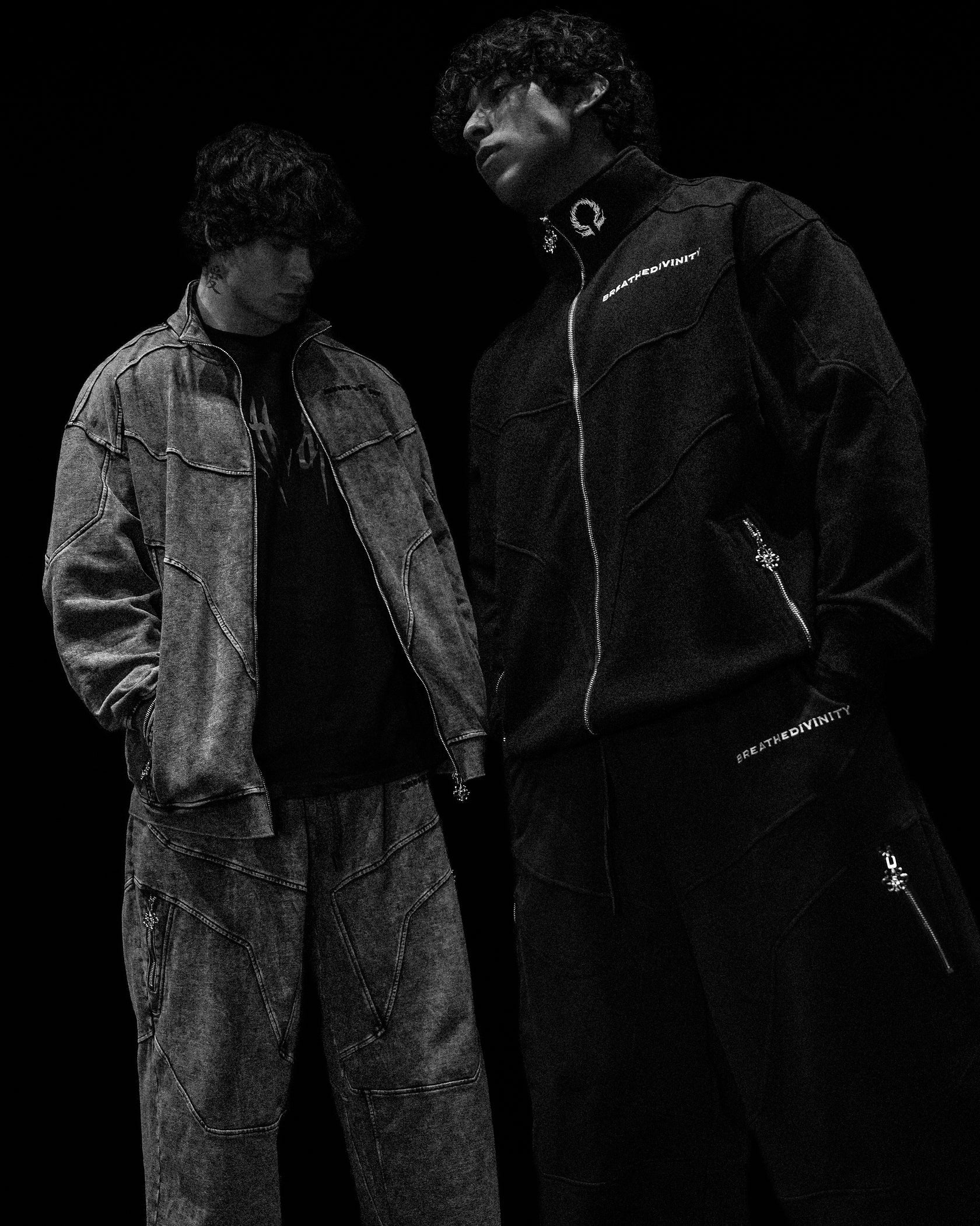 Breathe Divinity Deconstructed Oversized Cut & Sew Panel Full Zip Jacket [VINTAGE]
