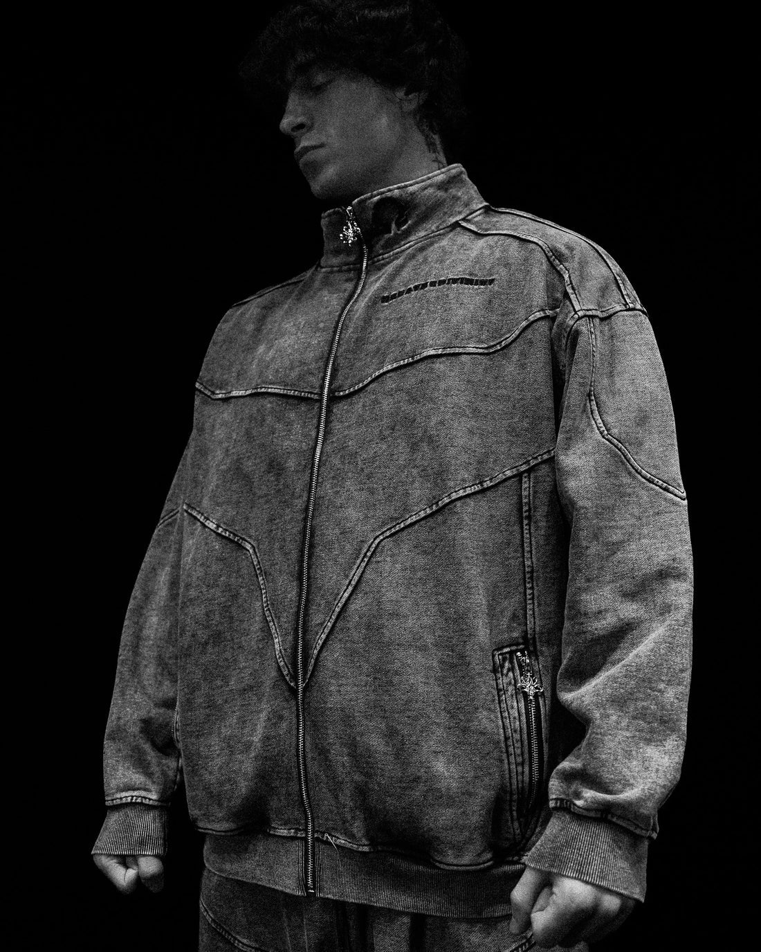 Breathe Divinity Deconstructed Oversized Cut & Sew Panel Full Zip Jacket [VINTAGE]