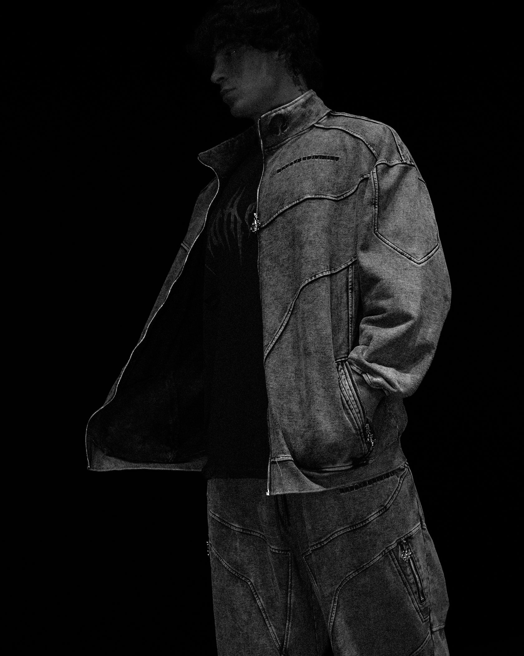 Breathe Divinity Deconstructed Oversized Cut & Sew Panel Full Zip Jacket [VINTAGE]