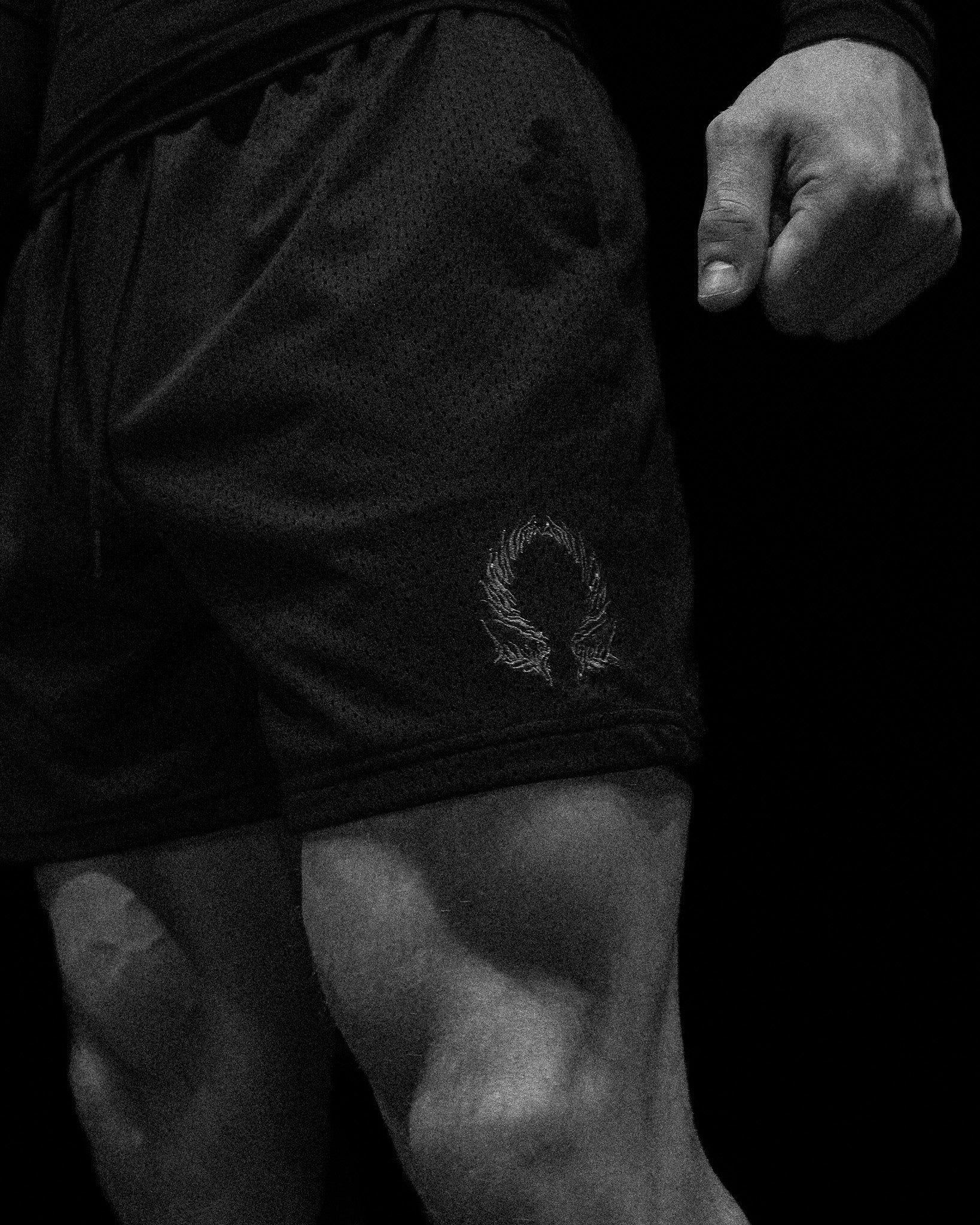 Breathe Divinity Mens Embroidery Bodybuilding Shorts [VOID BLACK]
