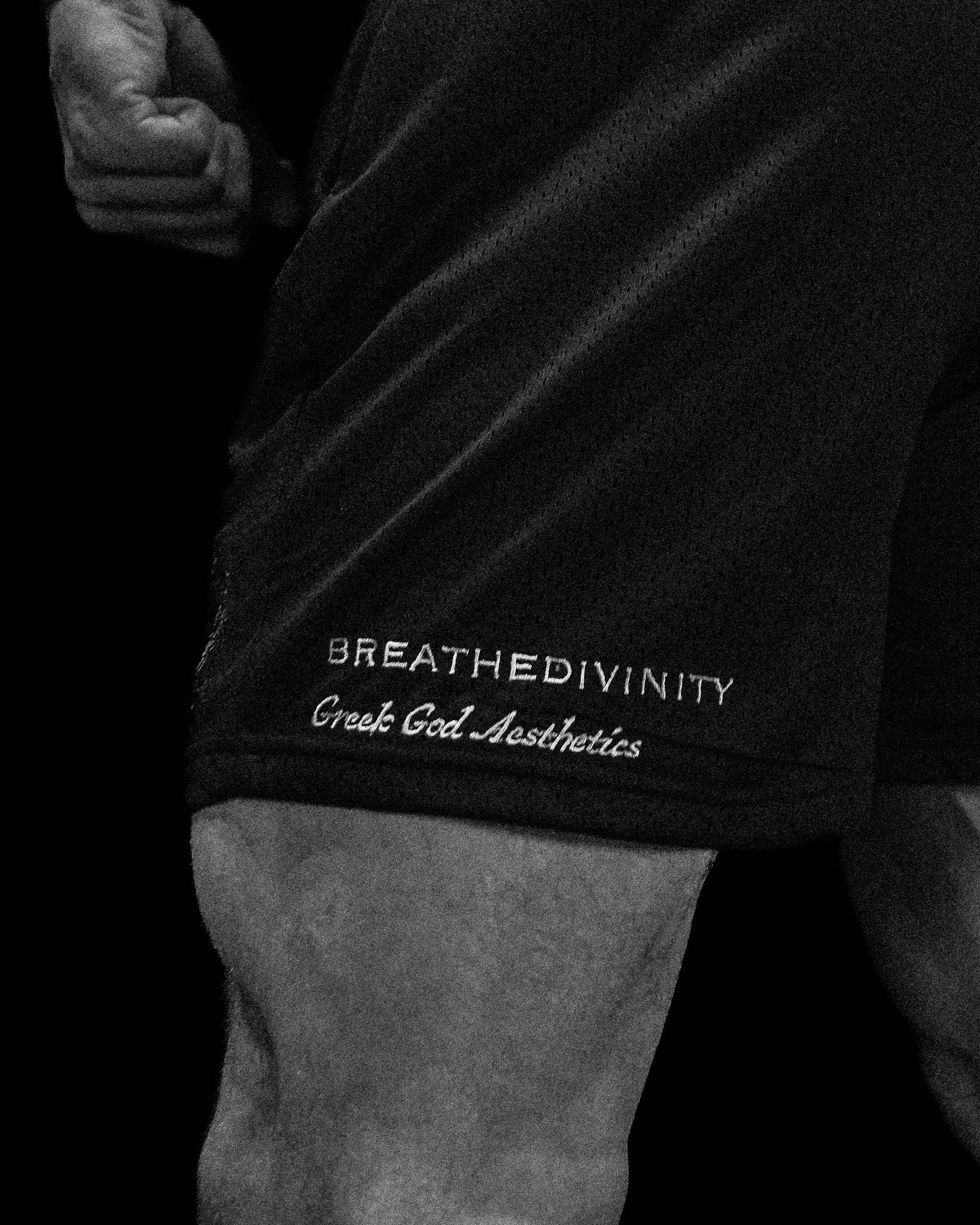 Breathe Divinity Mens Embroidery Bodybuilding Shorts [VOID BLACK]