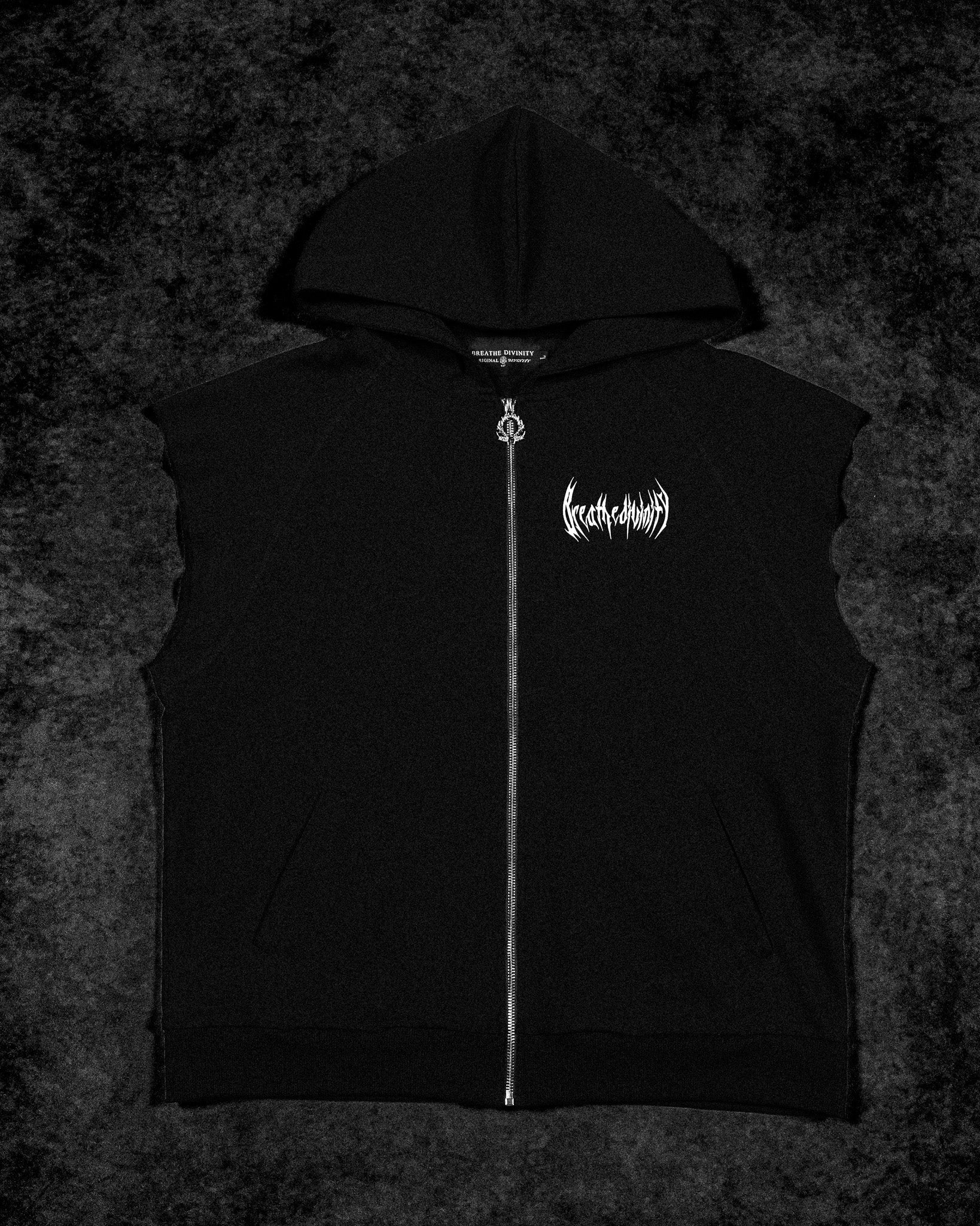 Breathe Divinity Venom Cutoff Zip-up Hoodie [VOID BLACK]