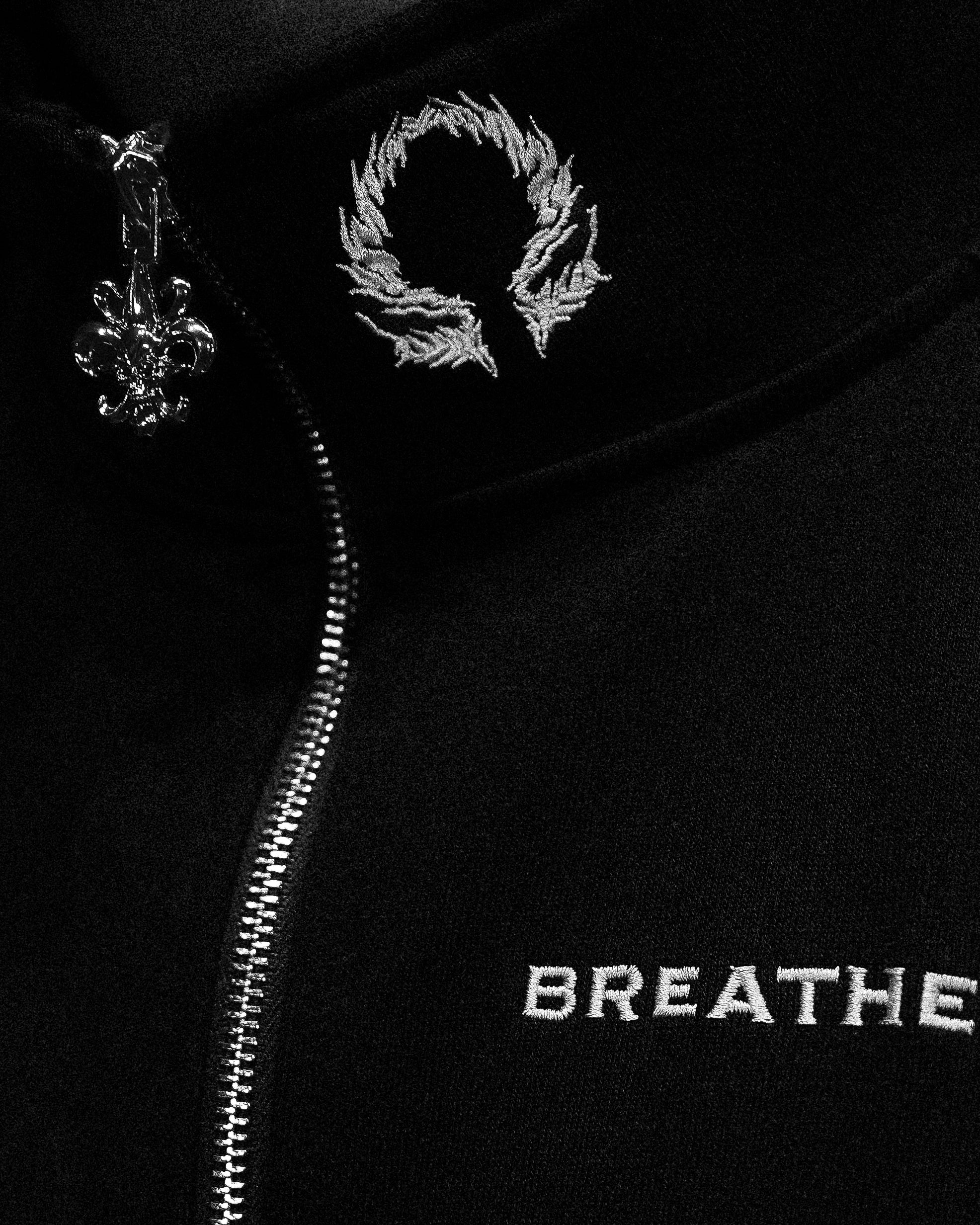 Breathe Divinity Deconstructed Oversized Cut & Sew Panel Full Zip Jacket [VOID BLACK]