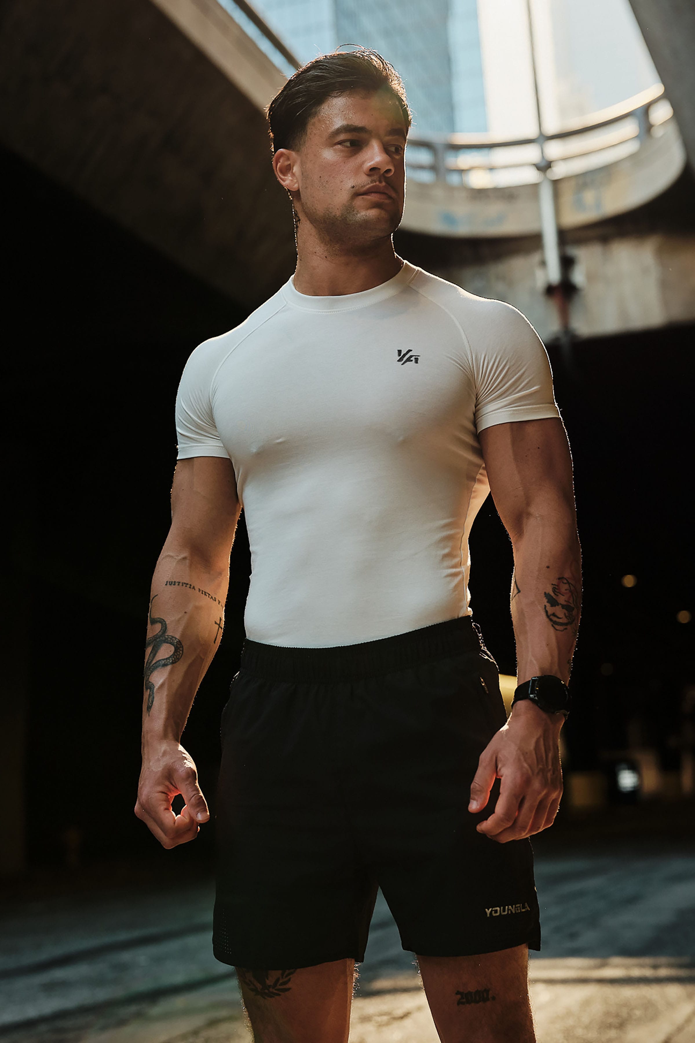 YoungLA 4016 - Natural Cotton Compression Tees 'White'