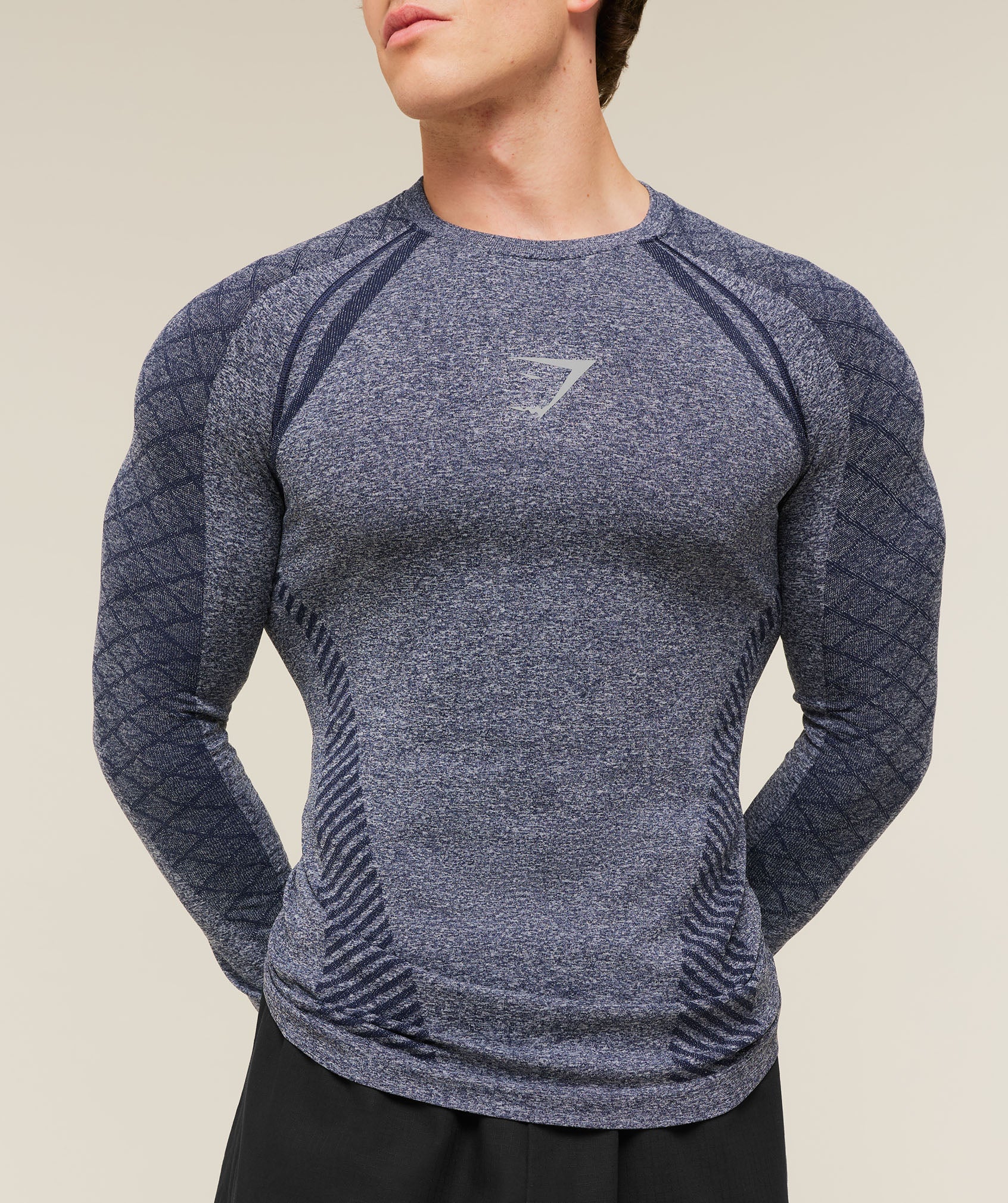 Gymshark Devant Seamless Long Sleeve T-Shirt 'Heavy Blue'