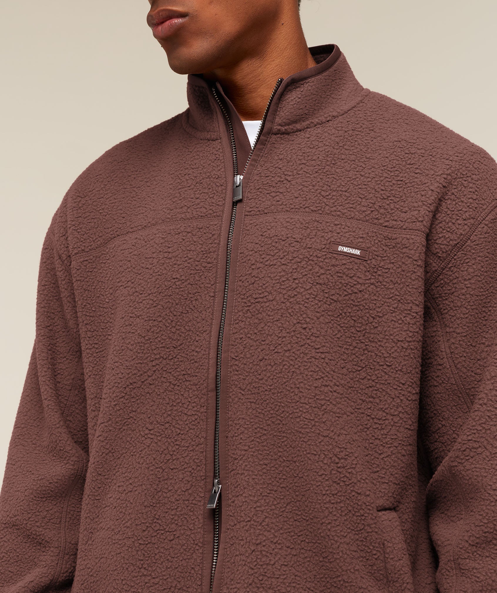 Gymshark Fleece Zip Through Jacket 'Espresso Brown'
