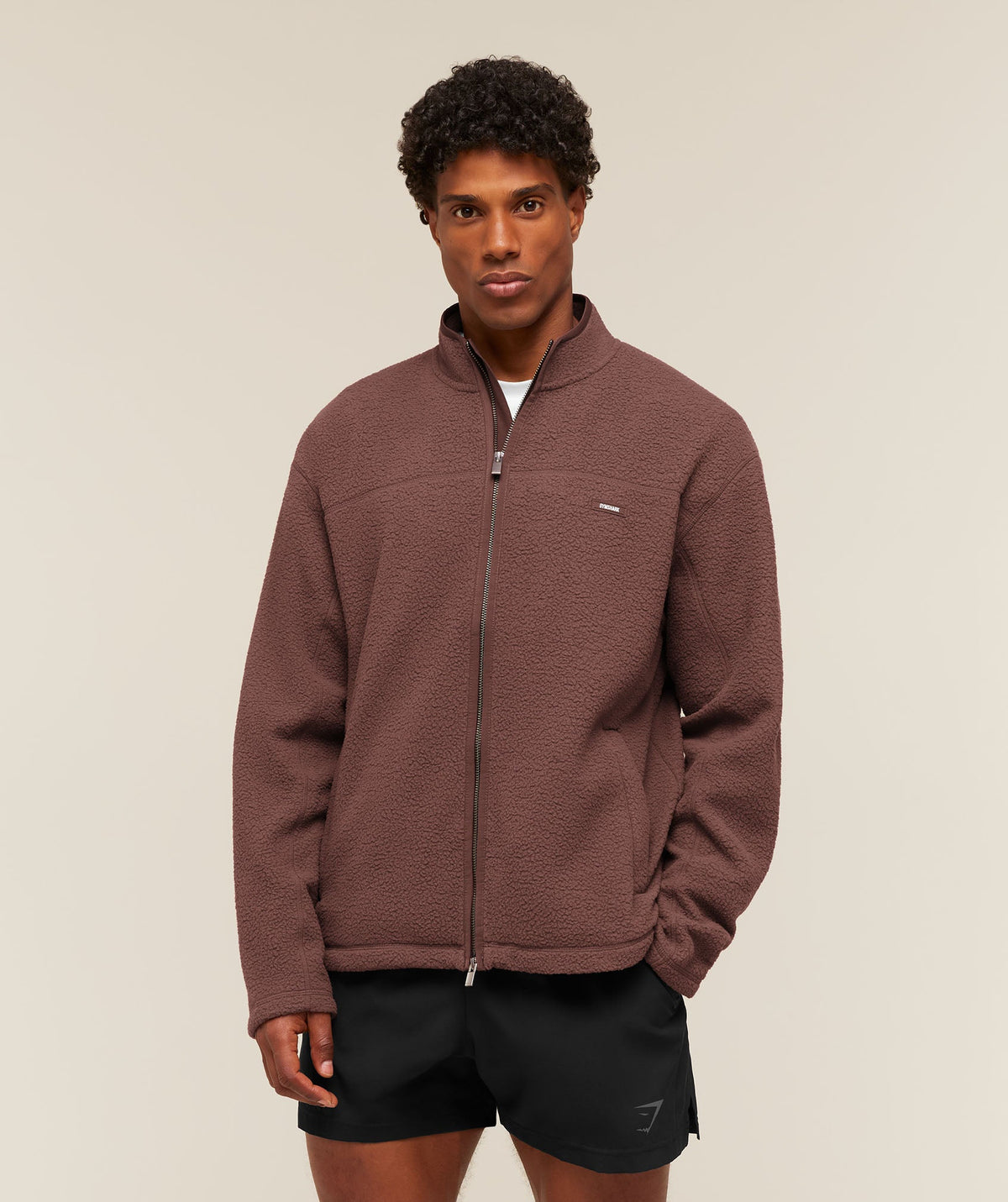 Gymshark Fleece Zip Through Jacket 'Espresso Brown'