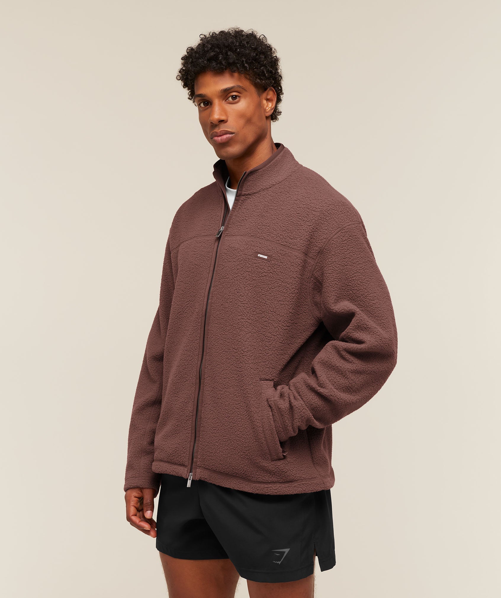 Gymshark Fleece Zip Through Jacket 'Espresso Brown'