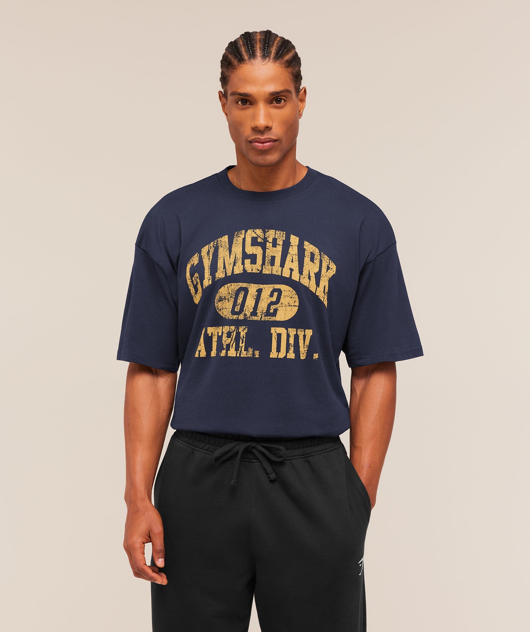 Gymshark Athletic Division Graphic T-Shirt 'Heavy Blue'