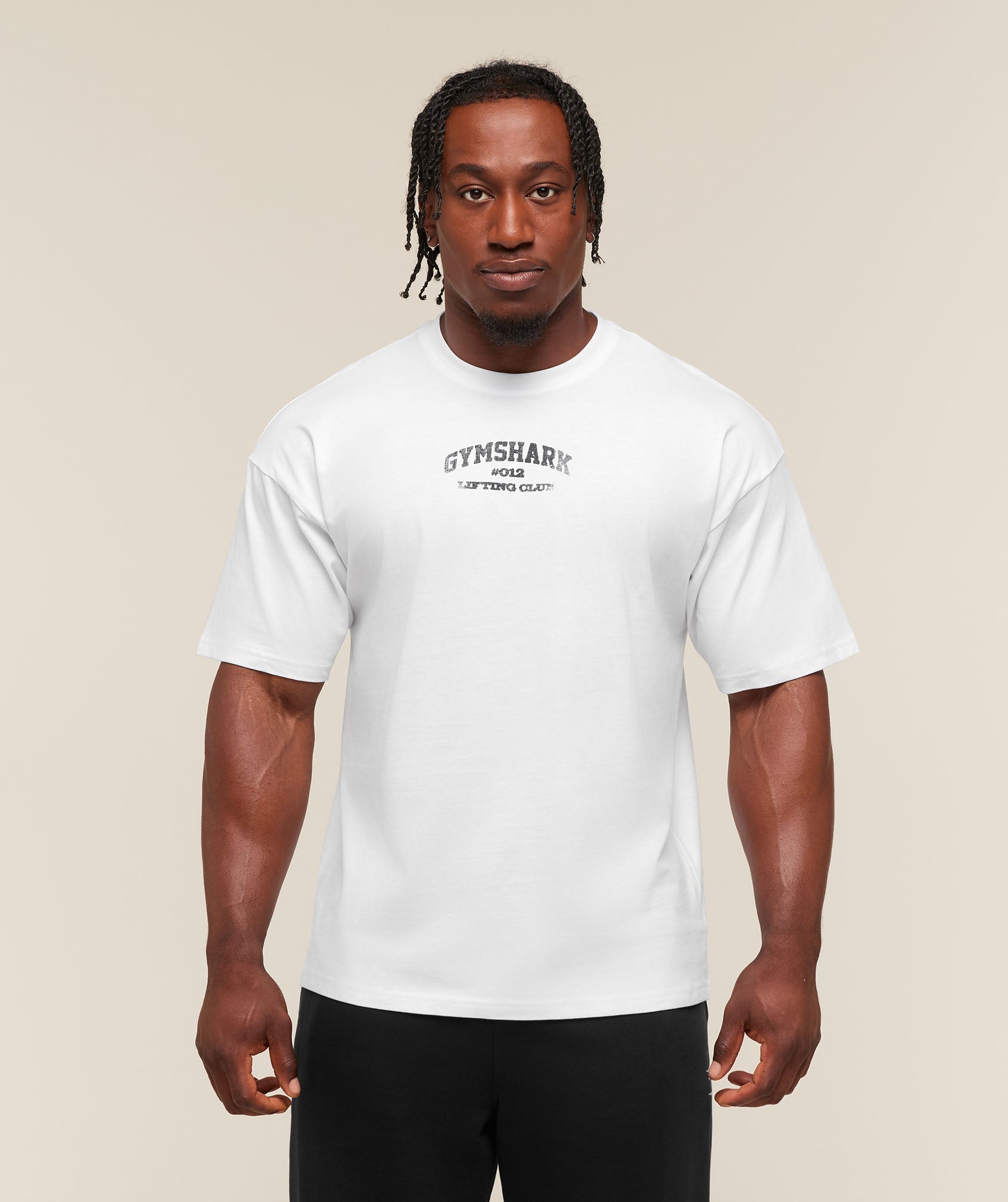 Gymshark Faded Collegiate Graphic T-Shirt 'White'