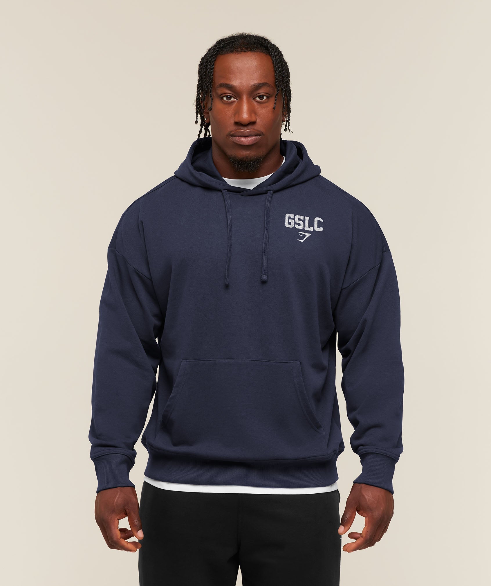 Gymshark Faded Collegiate Graphic Hoodie 'Heavy Blue'