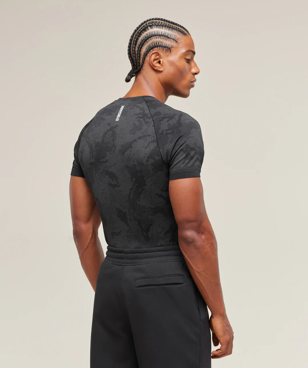 Gymshark Geo Seamless T-Shirt 'Black/Charcoal Grey'