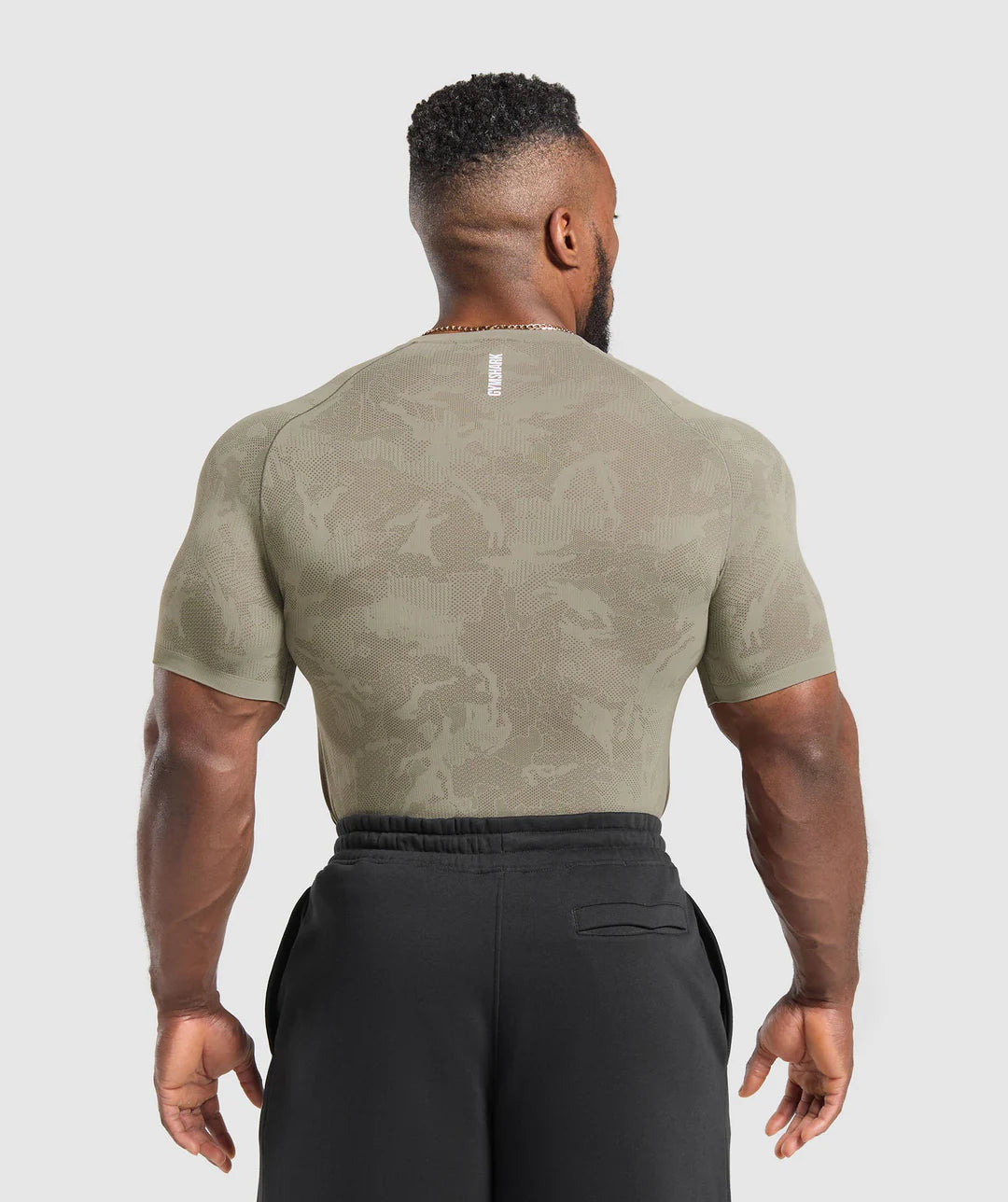 Gymshark Geo Seamless T-Shirt 'Linen Brown/Camo Brown'