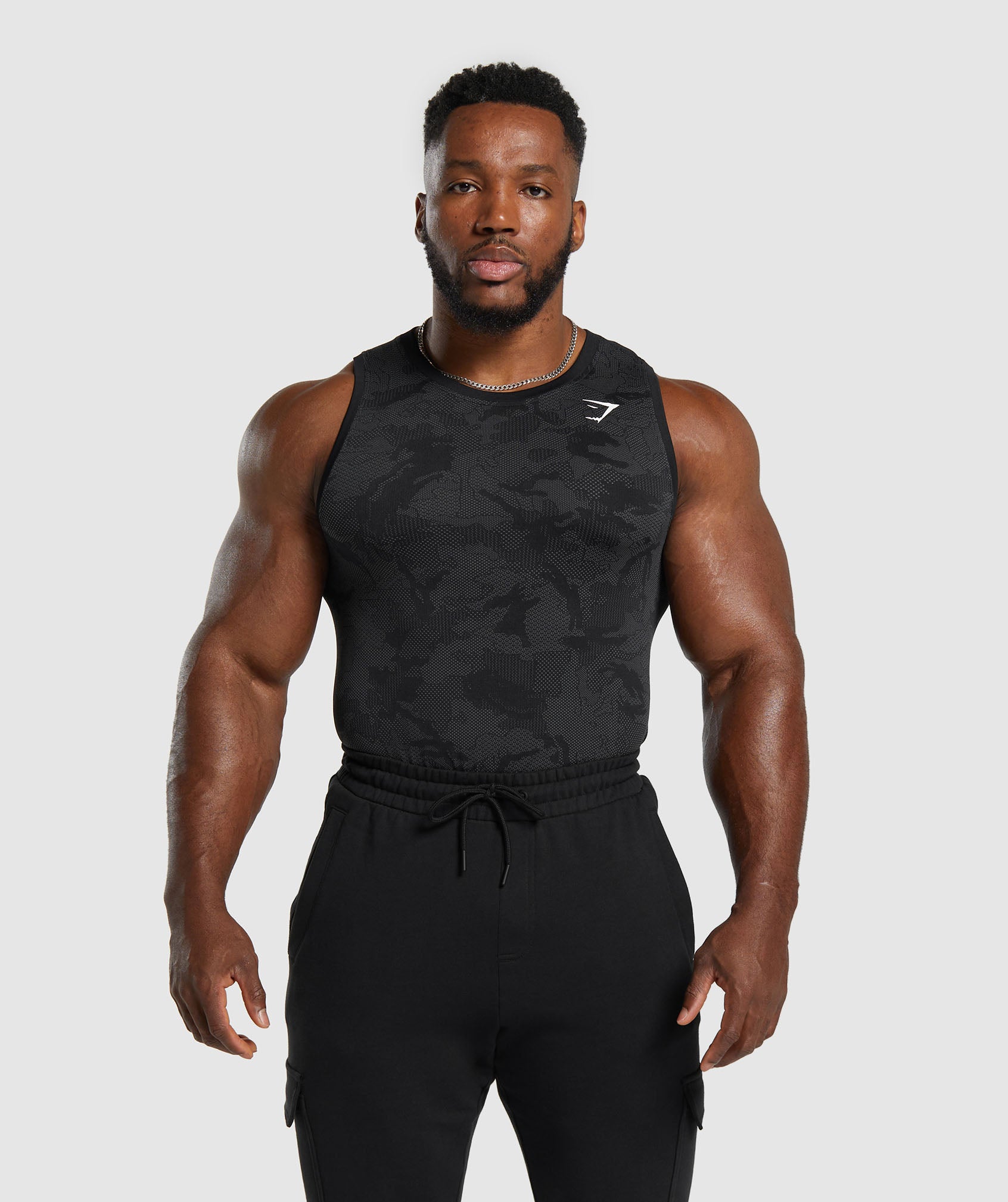 Gymshark Geo Seamless Tank Slim Fit Black/Charcoal