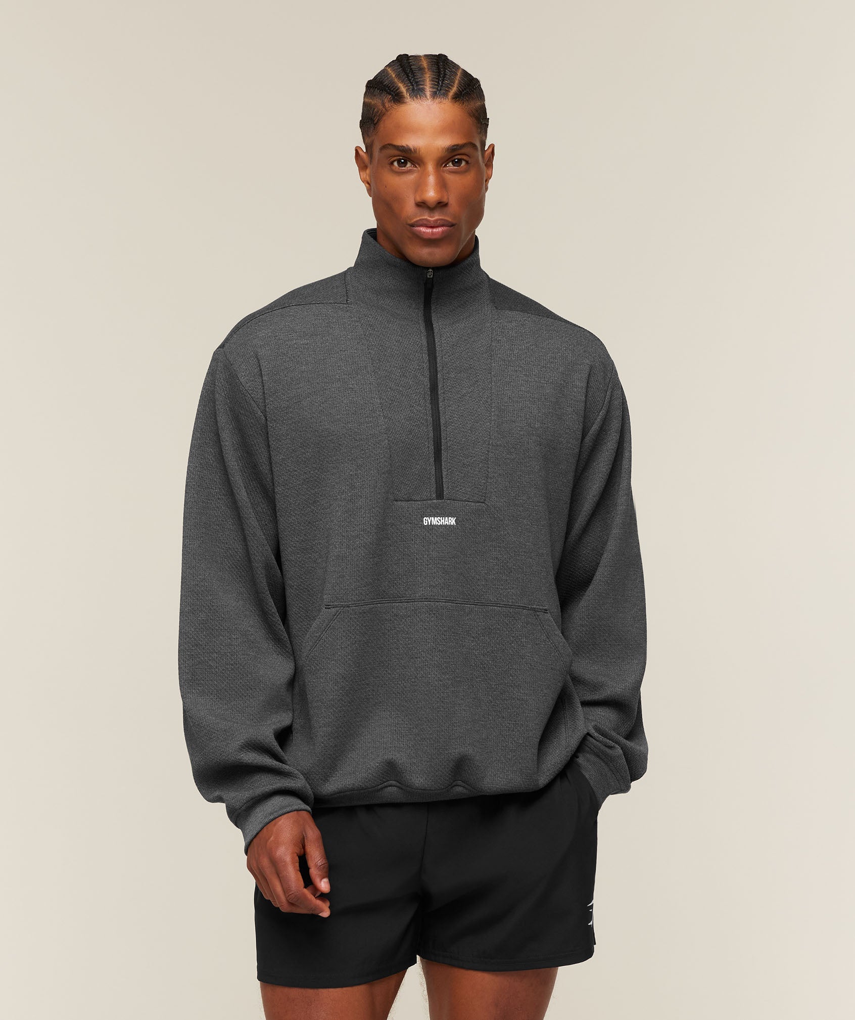 Gymshark Train 1/4 Zip 'Black Core Marl'