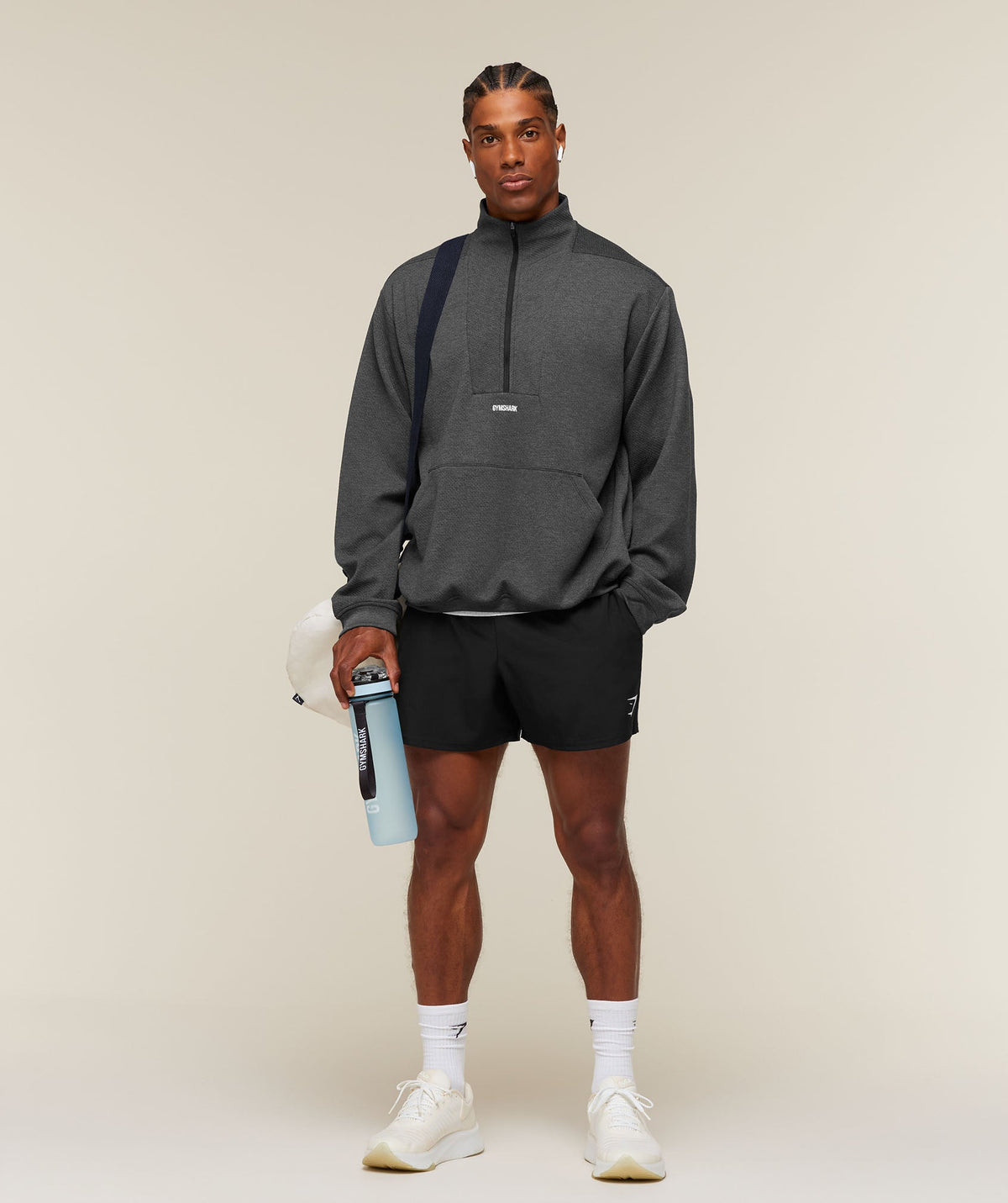 Gymshark Train 1/4 Zip 'Black Core Marl'